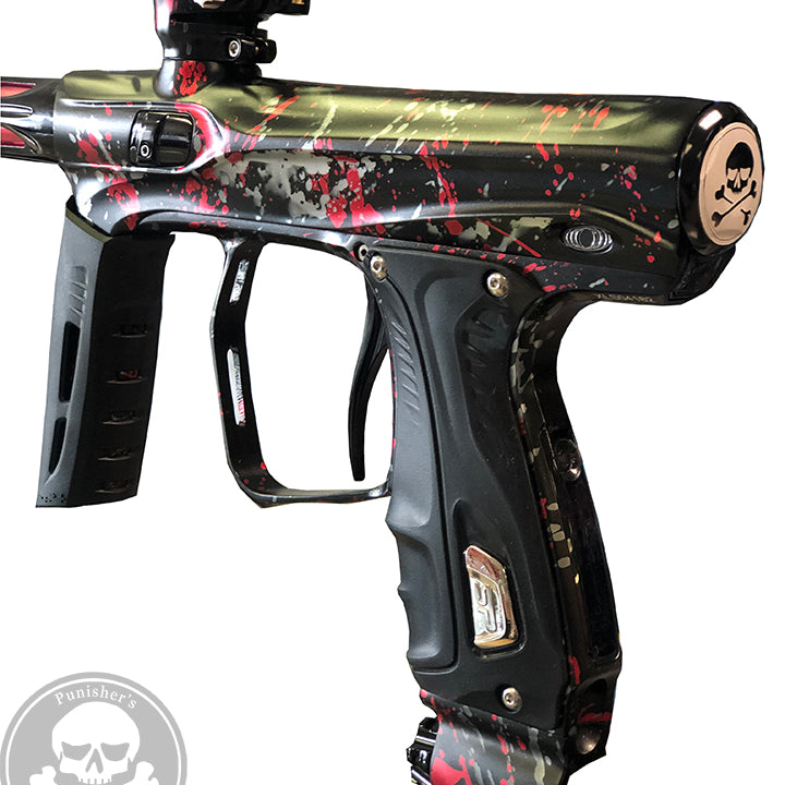 Shocker XLS Paintball Gun - Punishers Paintball Tri Color Splash - Black/Red/Silver