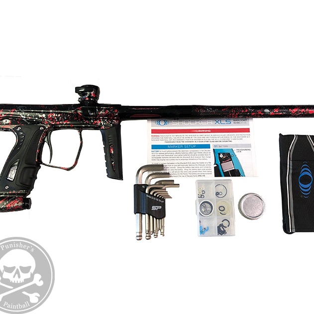 Shocker XLS Paintball Gun - Punishers Paintball Tri Color Splash - Black/Red/Silver