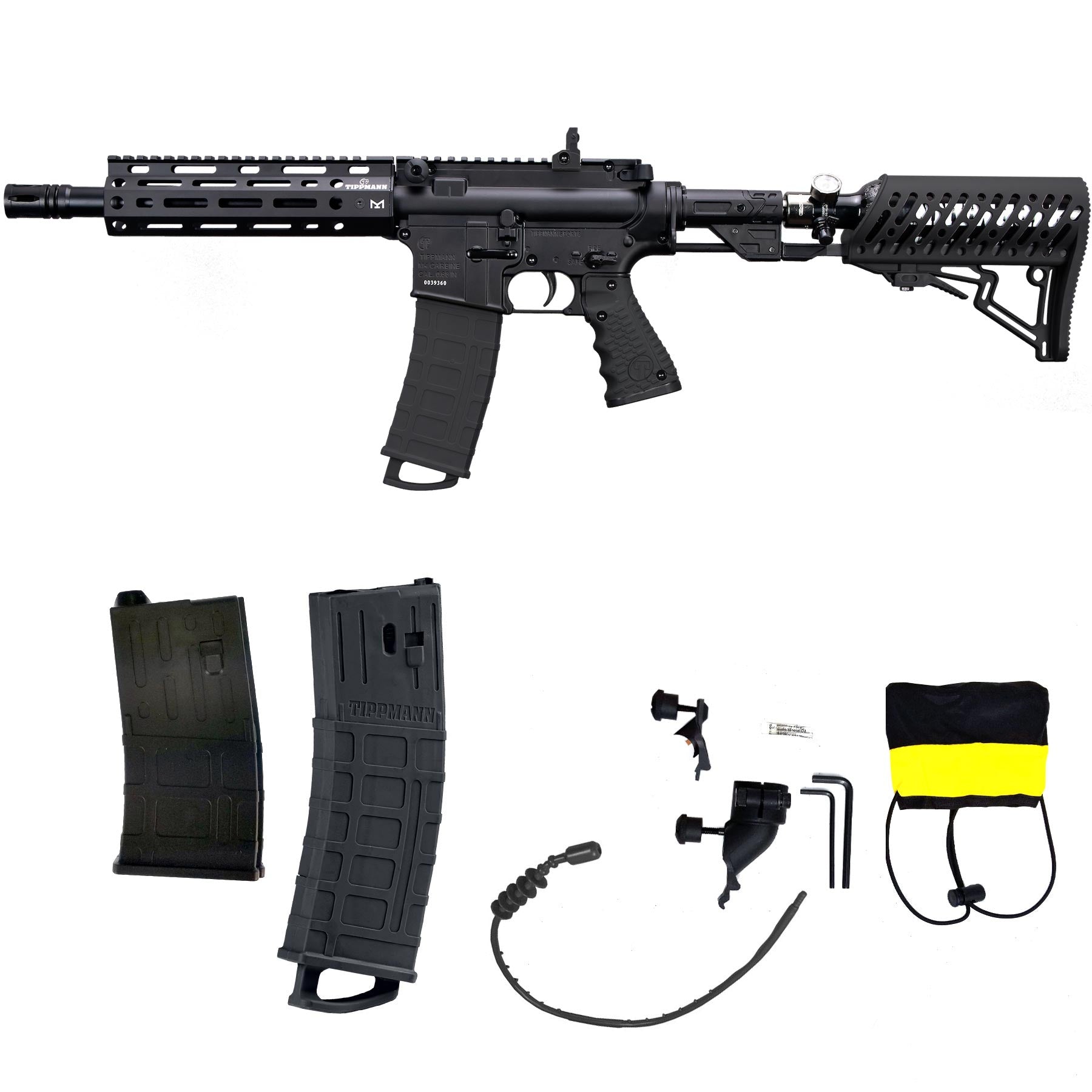 Tippmann TMC Paintball Gun W/ Air-Thru Adjustable Stock - Black/Black