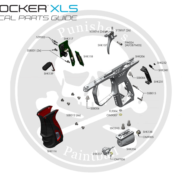 SP Shocker XLS Trigger Frame Parts List - Pick the Part You Need!
