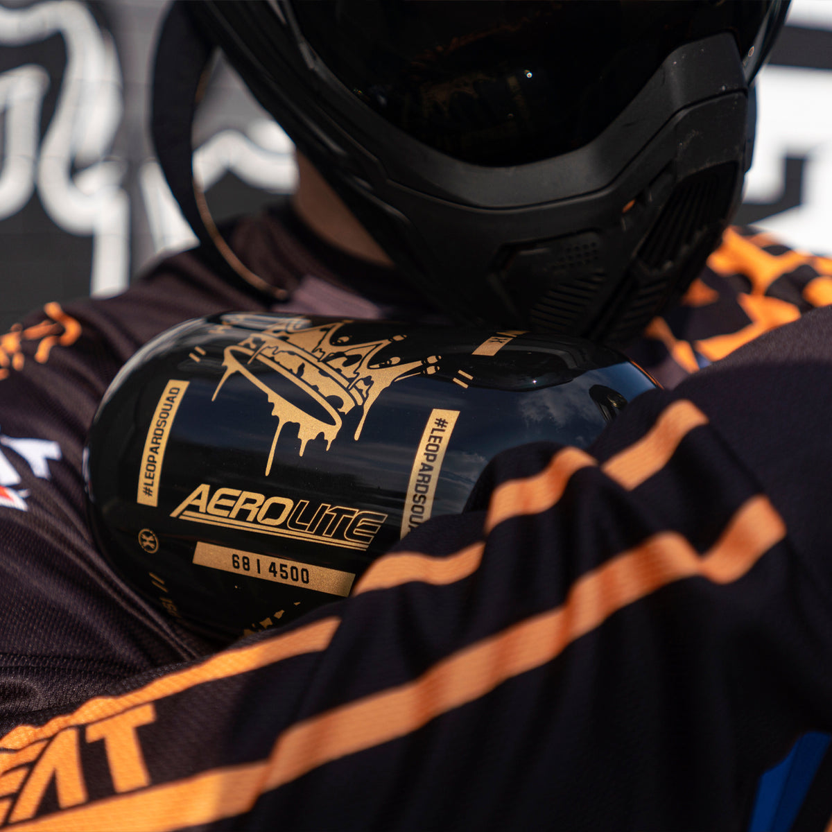 HK Army "Extra Lite" Carbon Fiber Tank - Standard Reg. - Leopard King - 68/4500 PSI - Black/Gold