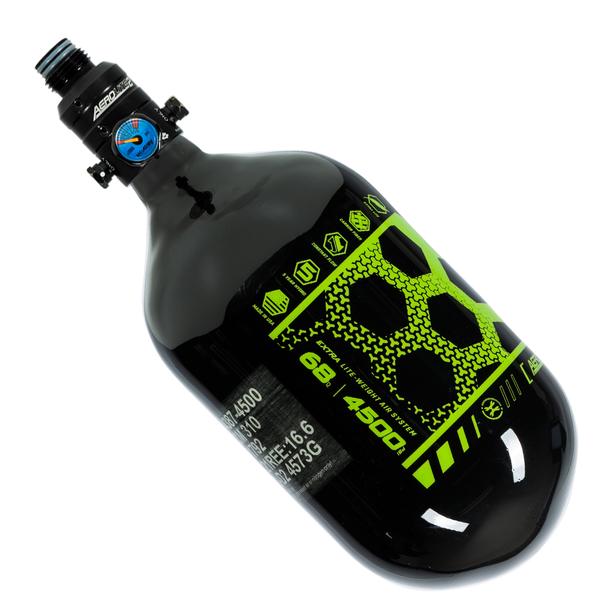 HK Army Aerolite "EXTRA LITE" Tank w/ V2 Pro Reg - 68ci / 4500psi - Black / Neon Green