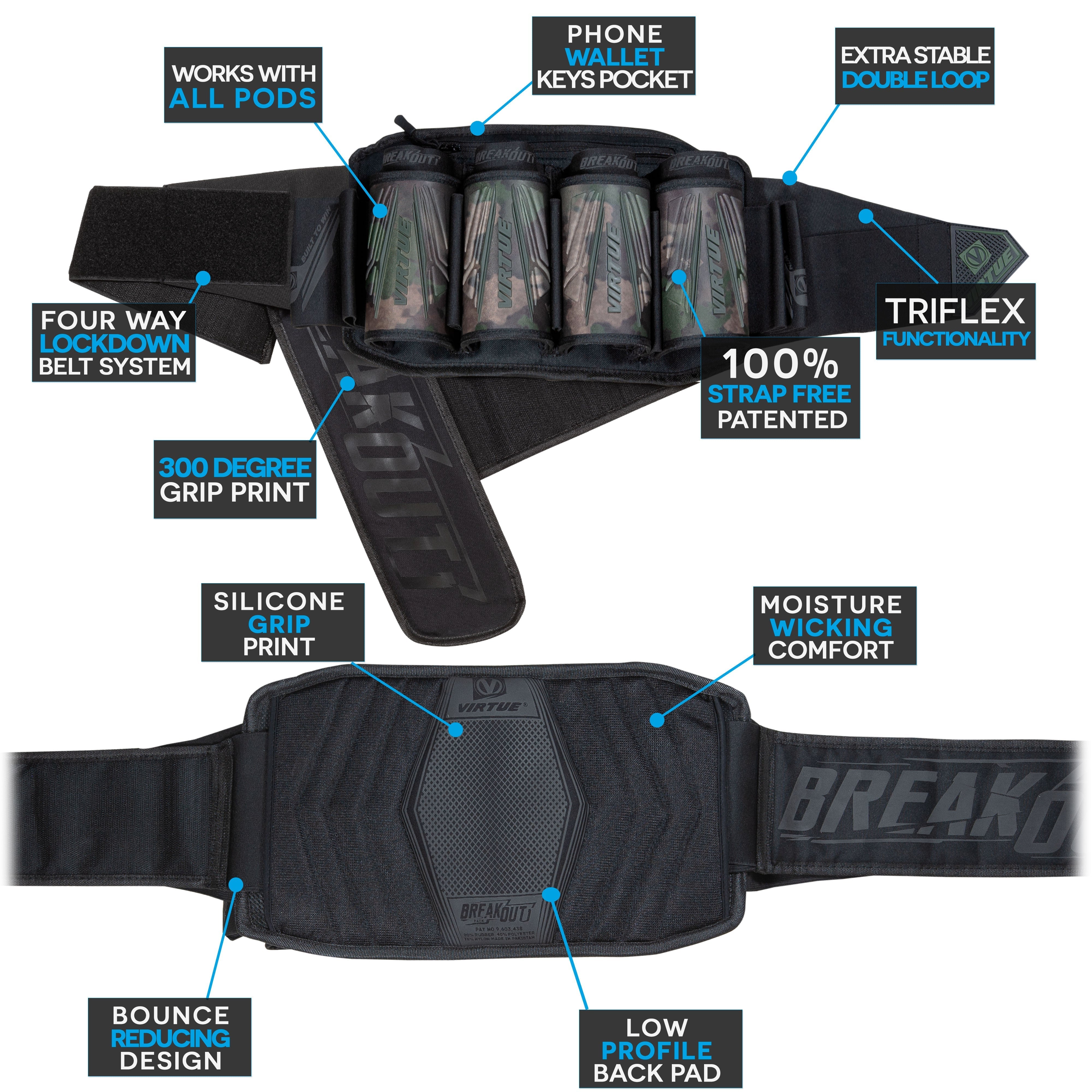 Virtue Breakout V2 Strapless Paintball Pod Pack - Brush Camo 4+7