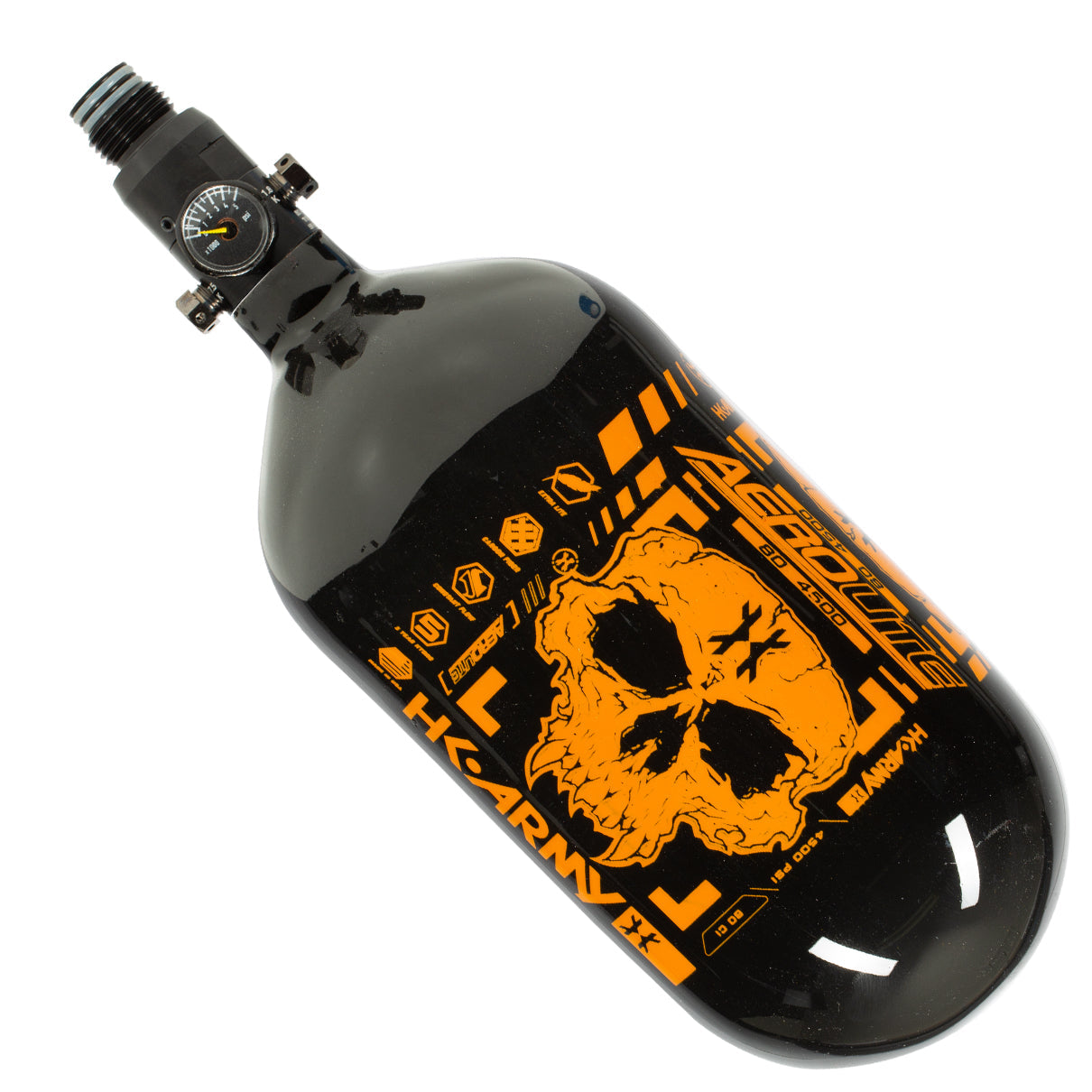 HK Army "Extra Lite" Carbon Fiber Tank - Standard Reg - Doom - 80/4500 PSI - Black/Neon Orange