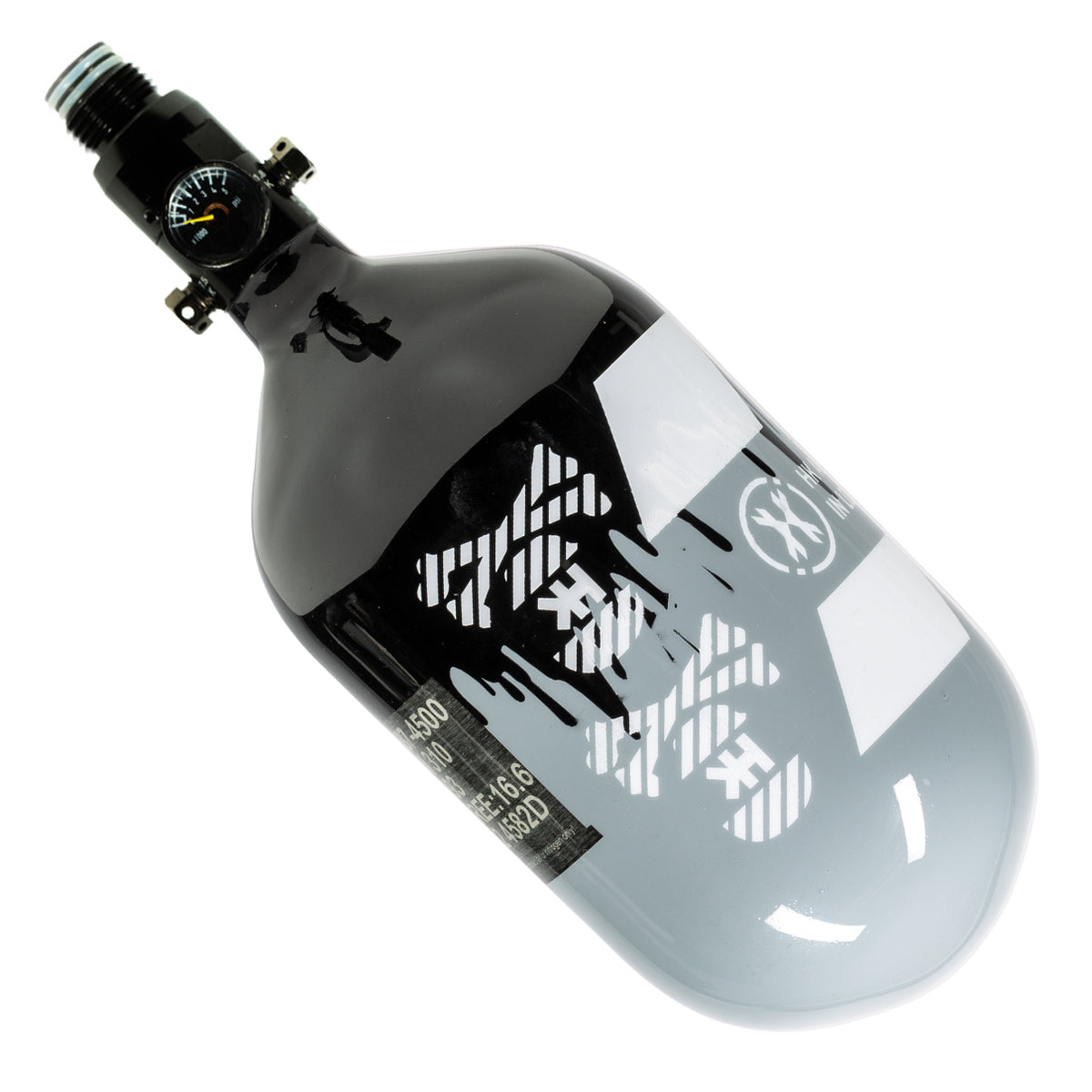 HK Army "Extra Lite" Carbon Fiber Tank - Standard Reg. - Off Break Drip -68/4500 PSI - Grey/Black