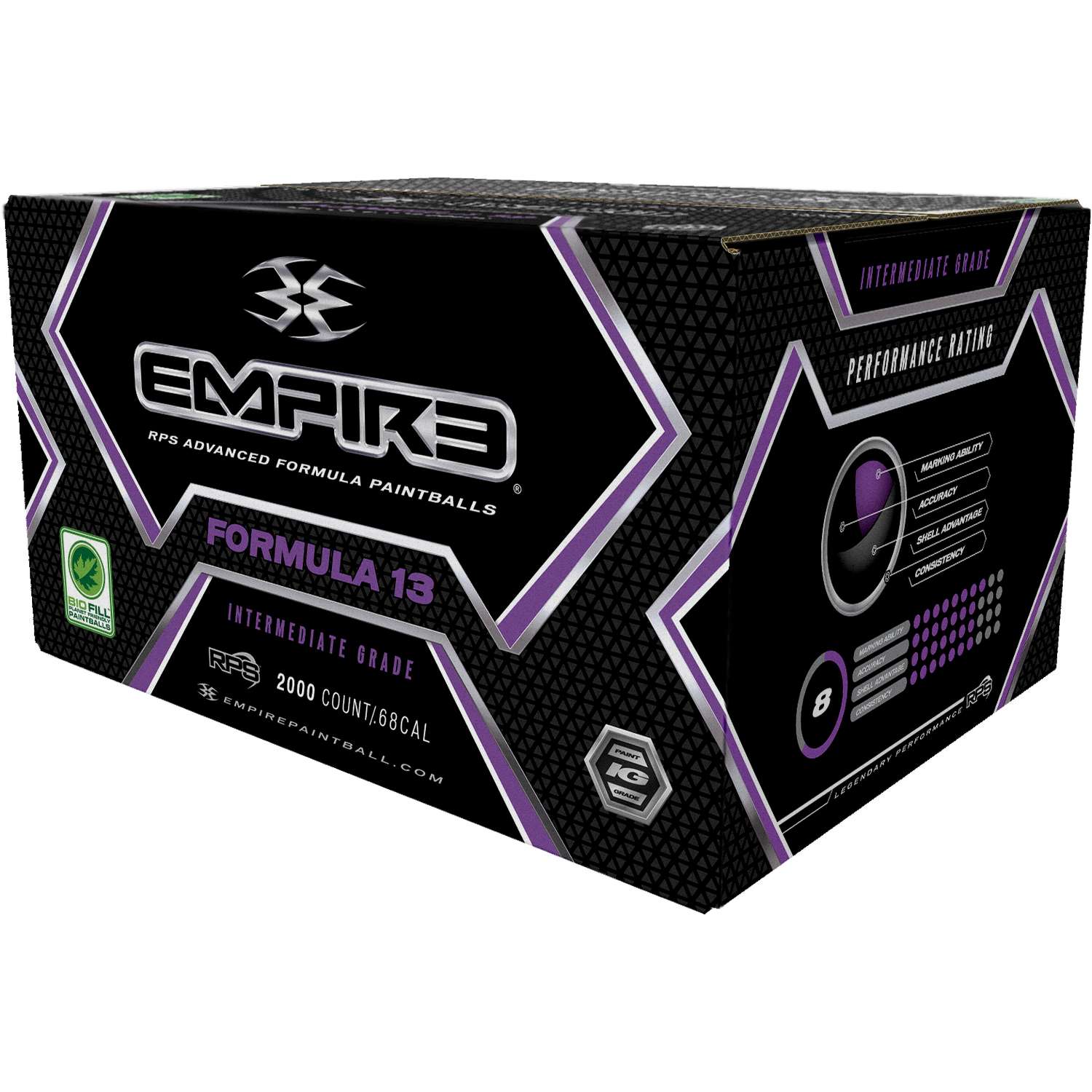 Empire Formula 13 Paintballs - 2000 Paintballs - Burgundy/Olive Shell - Orange Fill