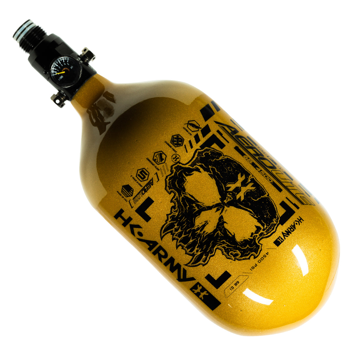 HK Army "Extra Lite" Carbon Fiber Tank - Standard Reg. - Doom -68/4500 PSI - Gold/Black