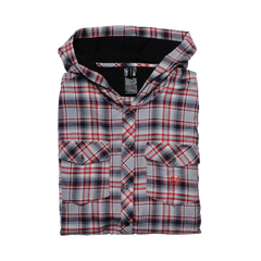 Hooded Flannel - Gray / Red