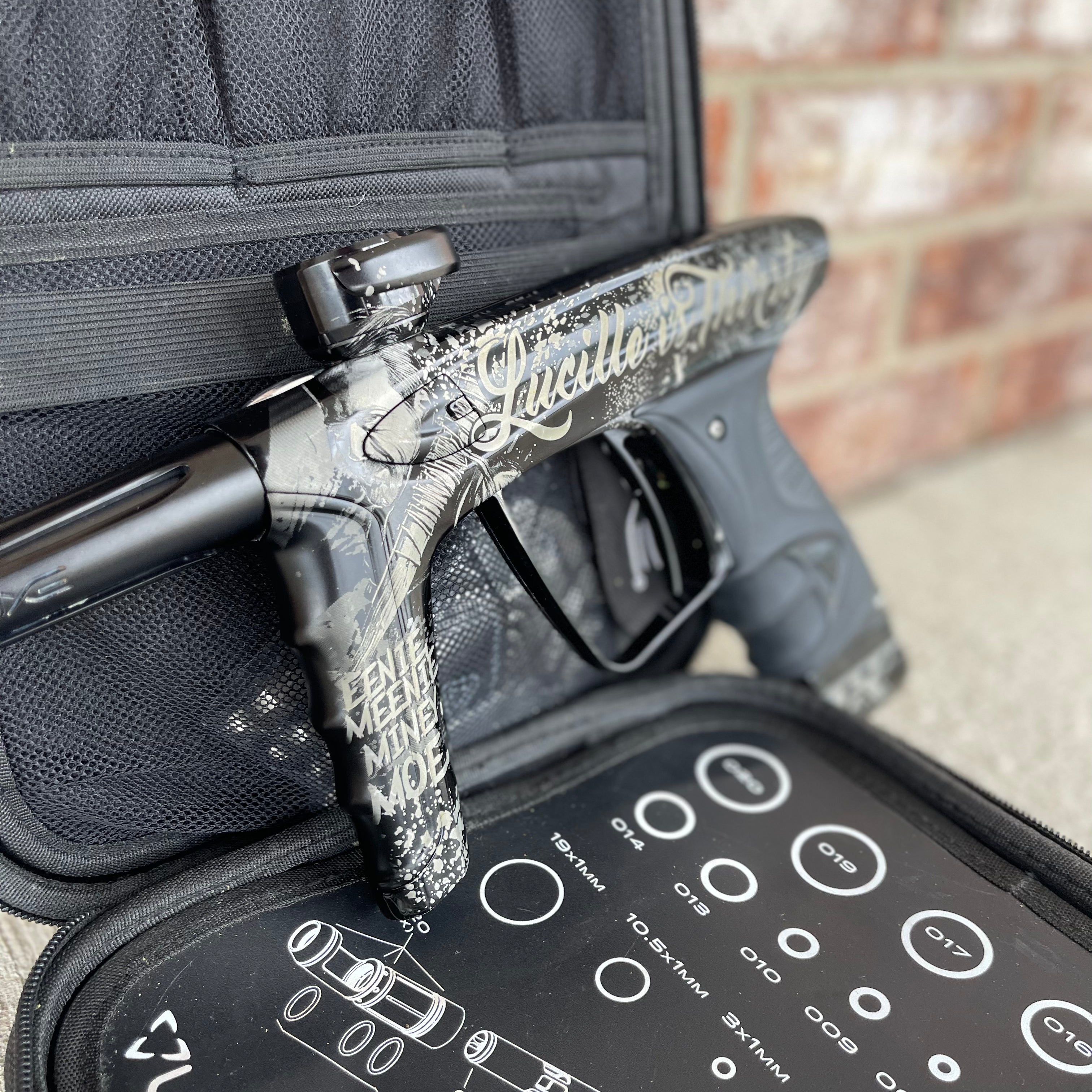 Used DLX Luxe Ice Paintball Gun - Gloss Black/Dust Black w/ CK "Lucille is Thirsty" Laser Engraving