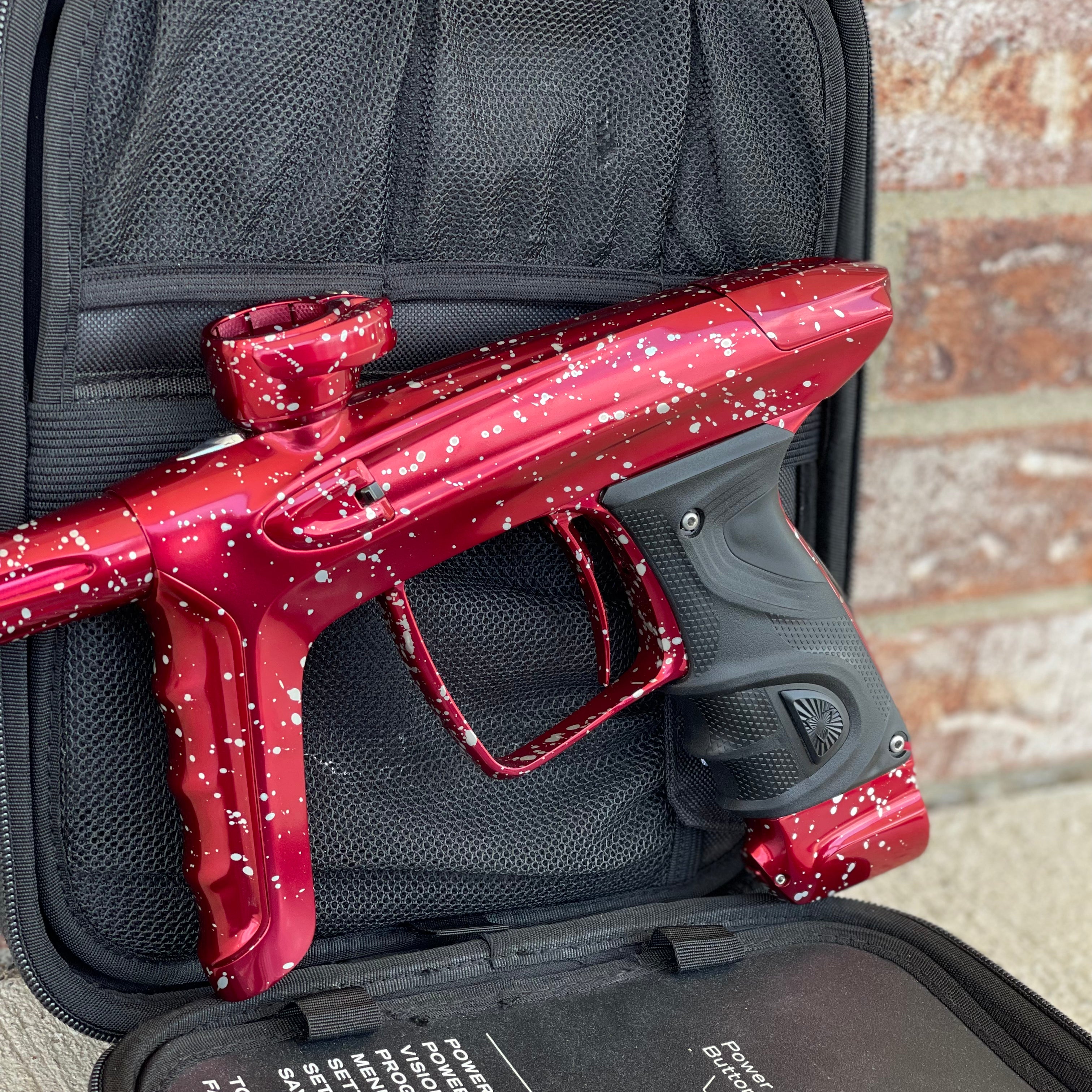 Used DLX Luxe TM40 Paintball Gun - LE Polished Red with White Speckling