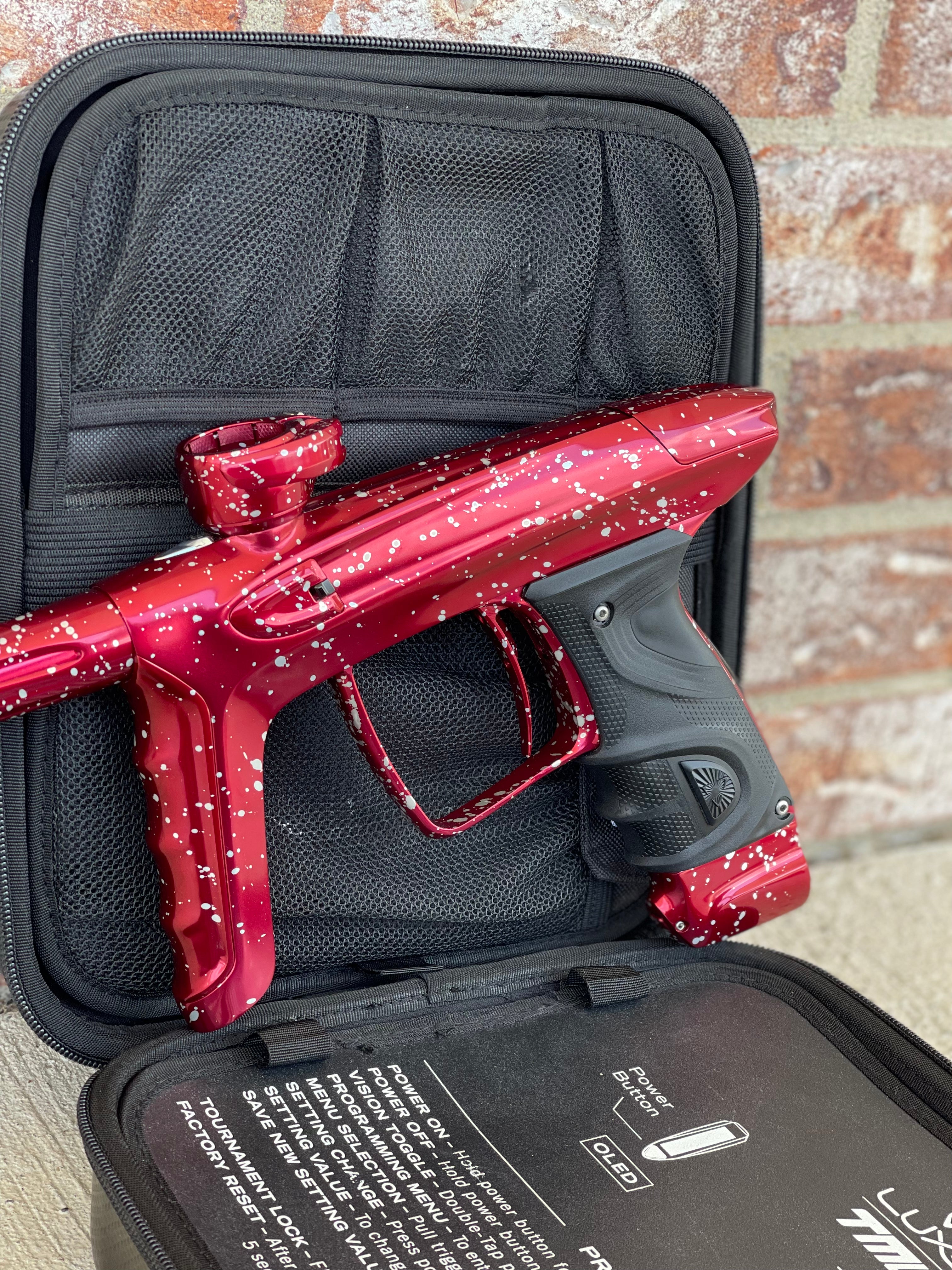 Used DLX Luxe TM40 Paintball Gun - LE Polished Red with White Speckling