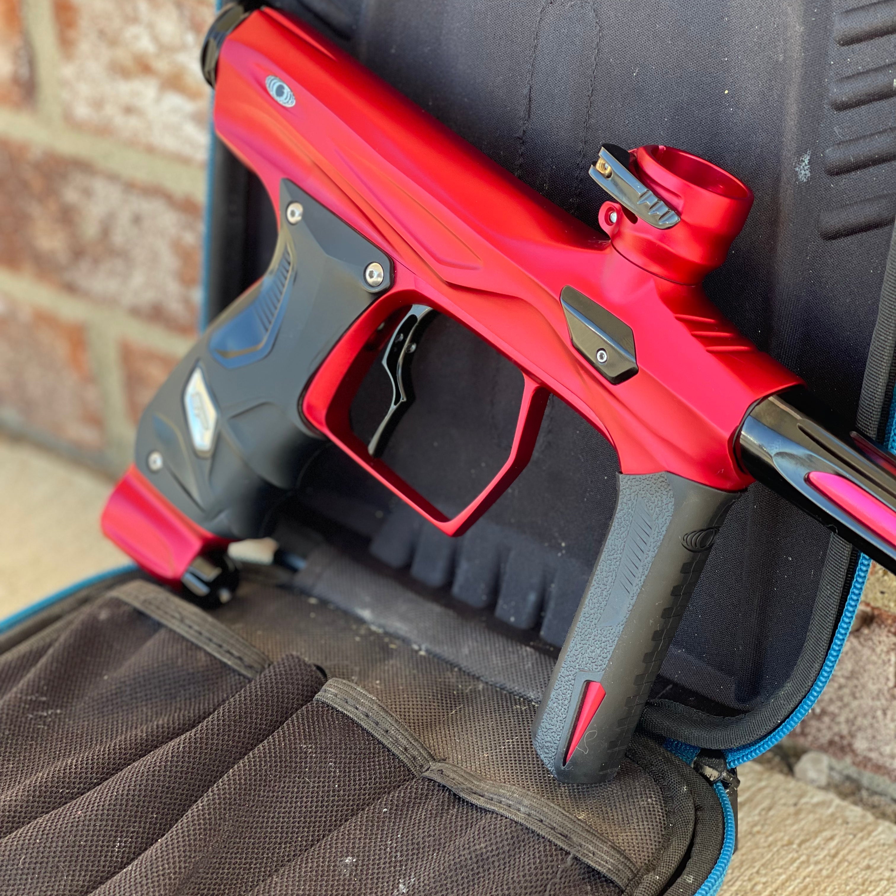 Used Shocker AMP Paintball Gun - Dust Red w/ Infamous Deuce Trigger