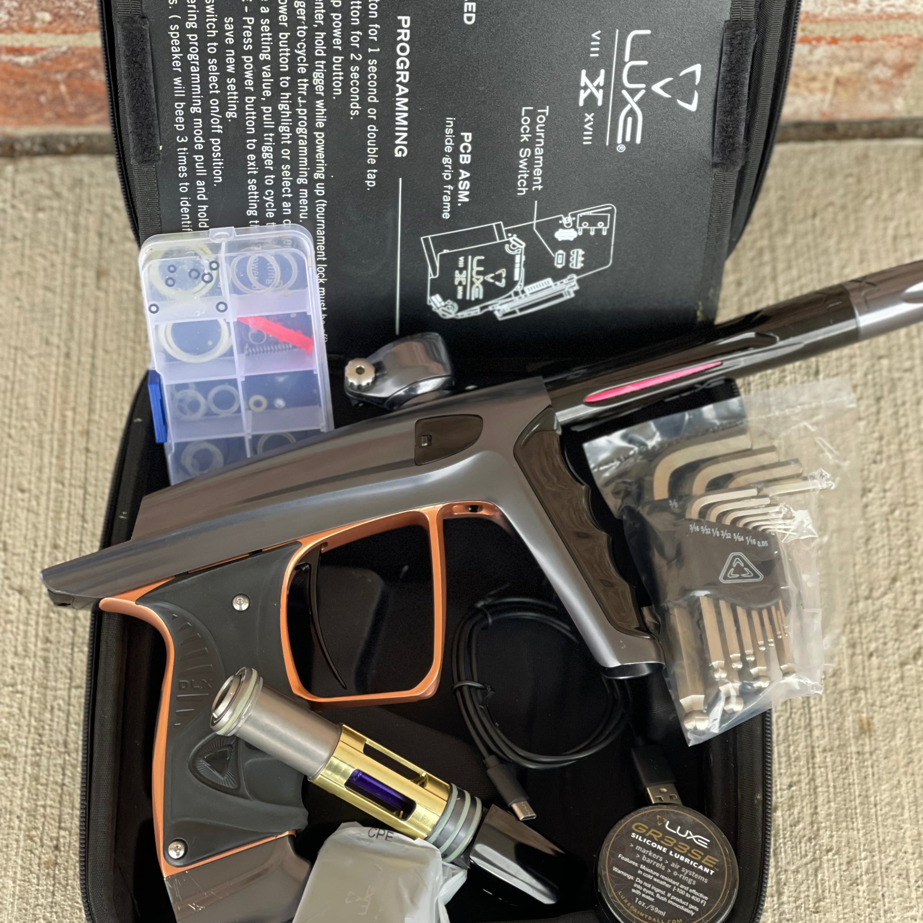 Used DLX Luxe X Paintball Gun - Gloss Pewter w/Copper Trigger Frame