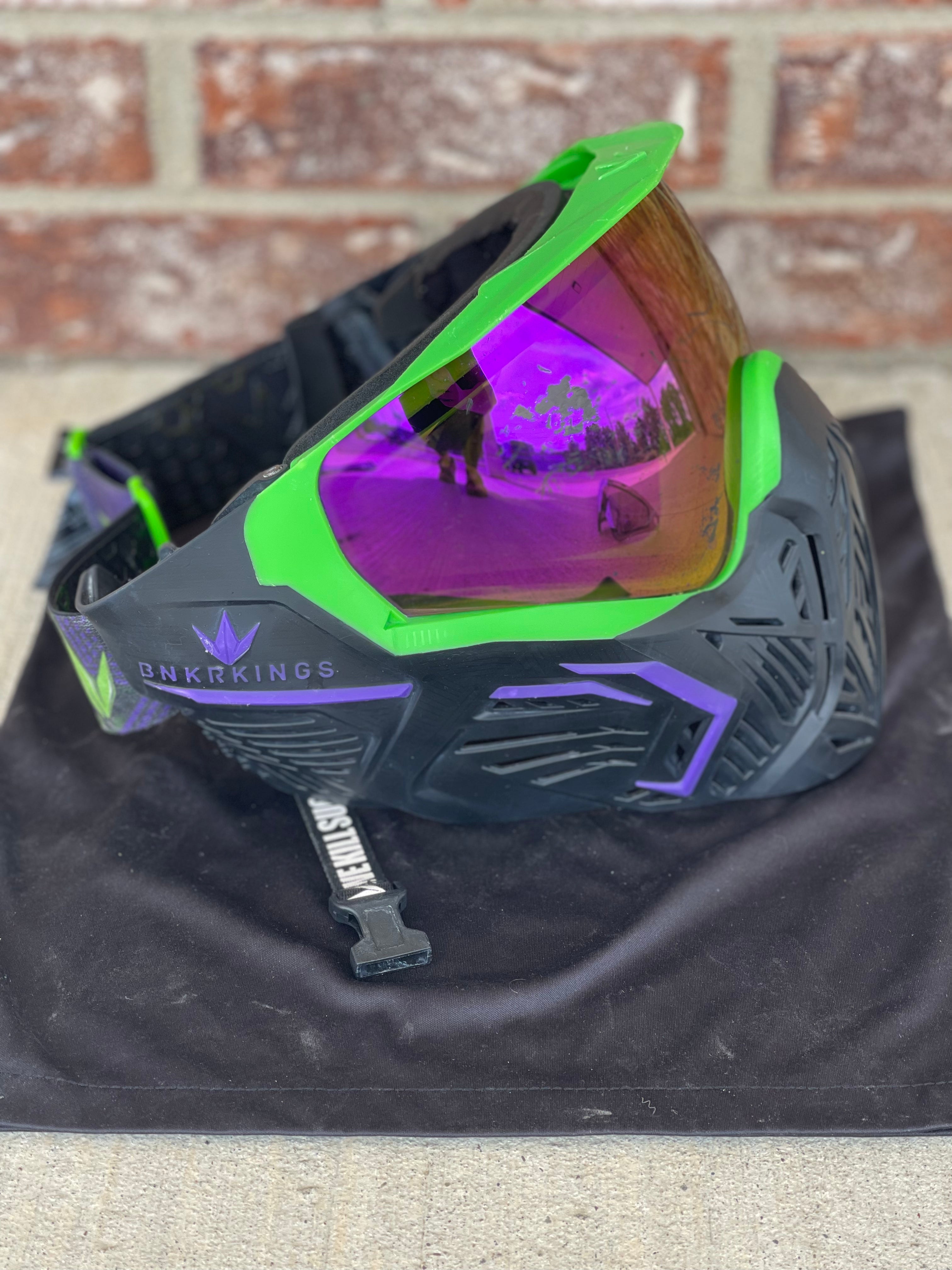 Used Bunker Kings CMD Paintball Mask - Sucker Tenticles w/ Soft Goggle Bag and Extra Lens