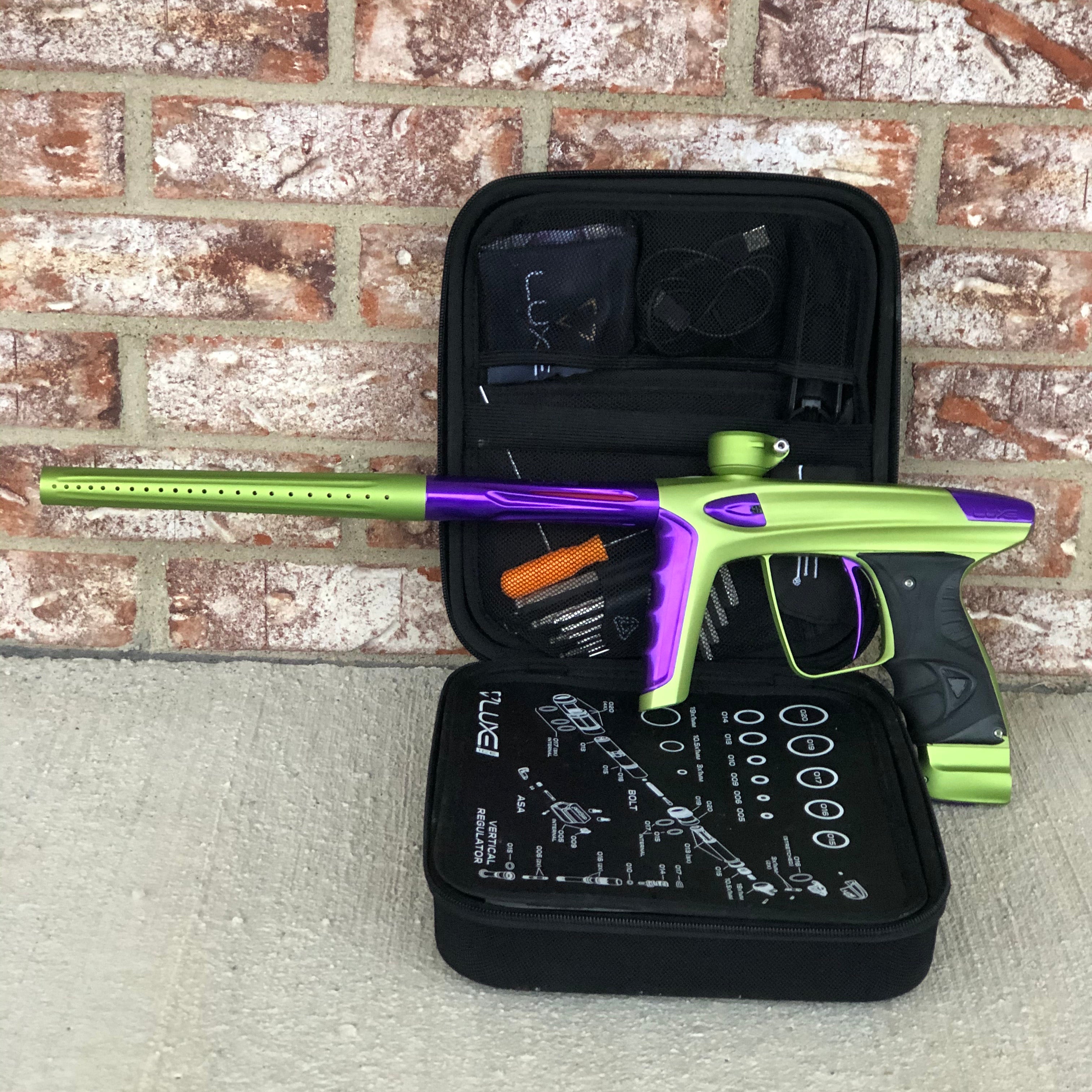 Used DLX Luxe ICE Paintball Gun - Dust Green w/ Purple