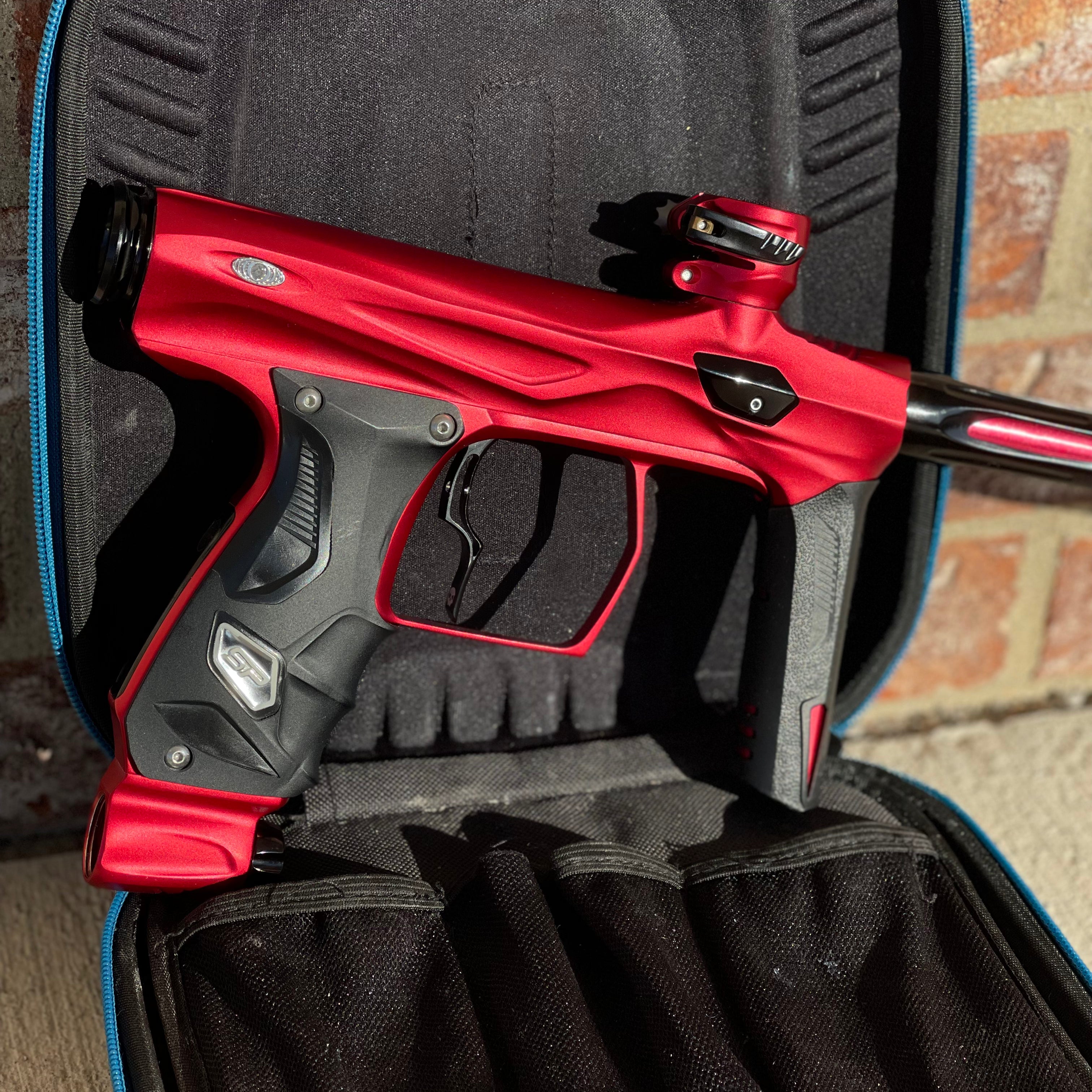 Used Shocker AMP Paintball Gun - Dust Red w/ Infamous Deuce Trigger