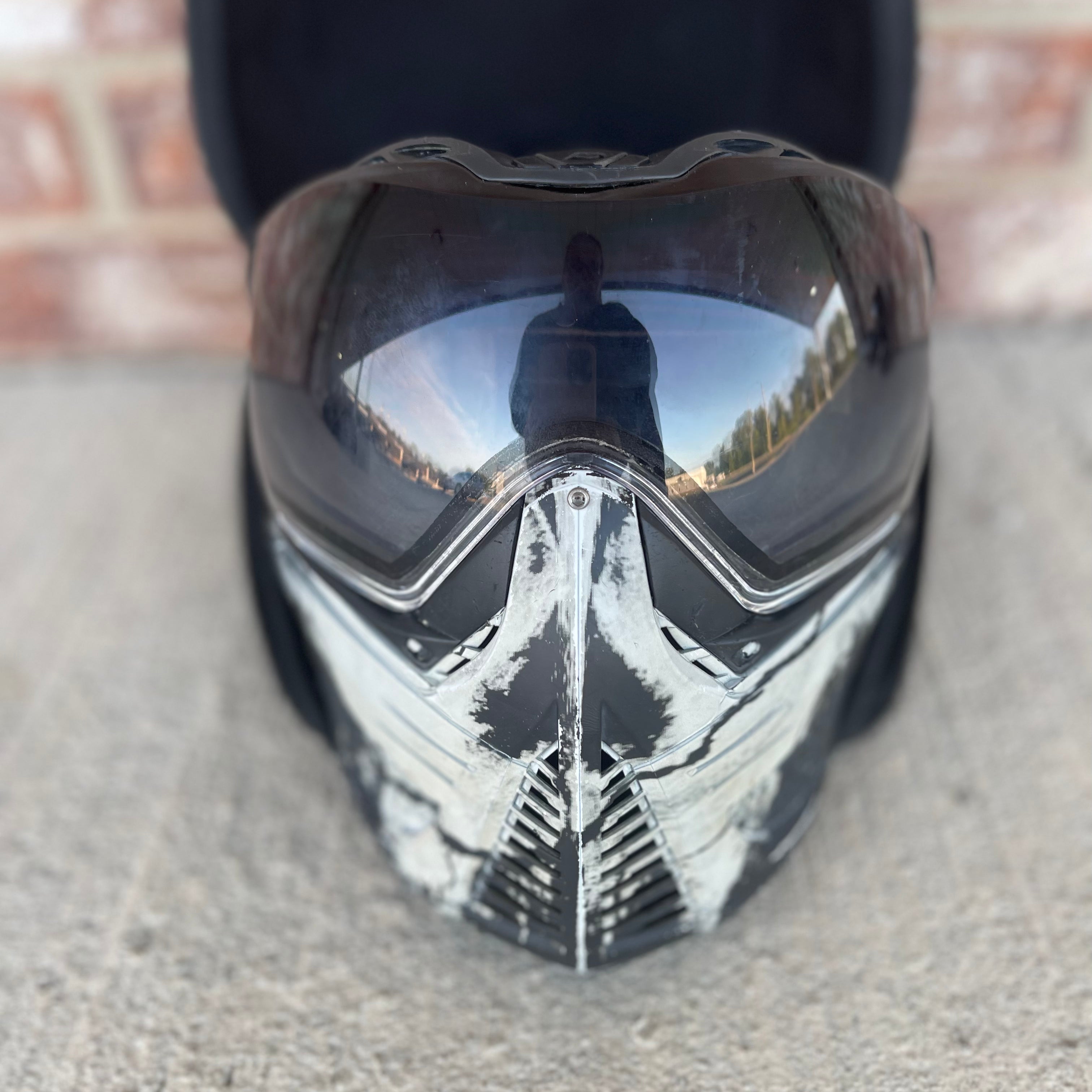 Used Push White Skull Paintball Mask w/ Hard Carry Case