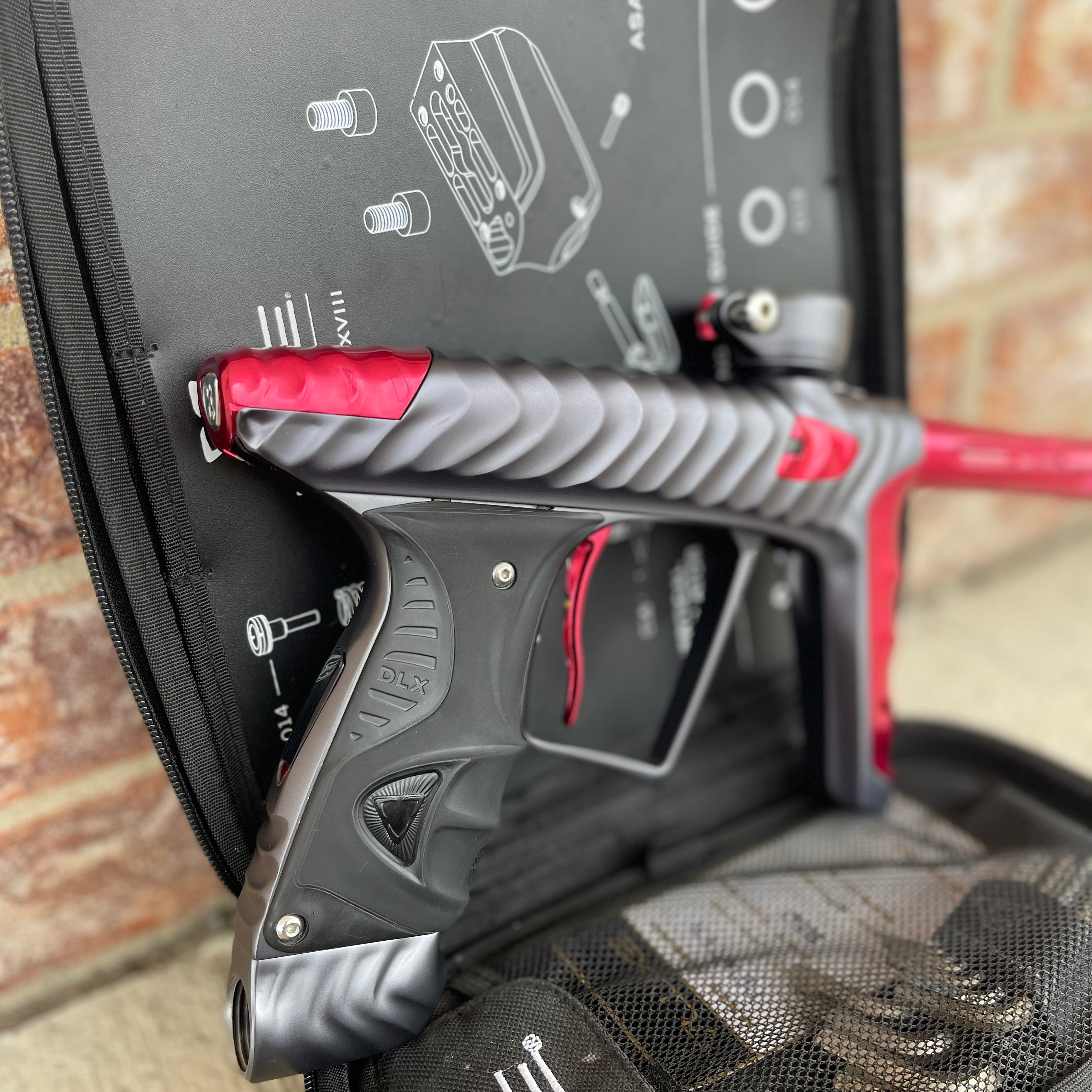 Used DLX HK Army Ripper Luxe X Paintball Gun - Dust Pewter / Gloss Red
