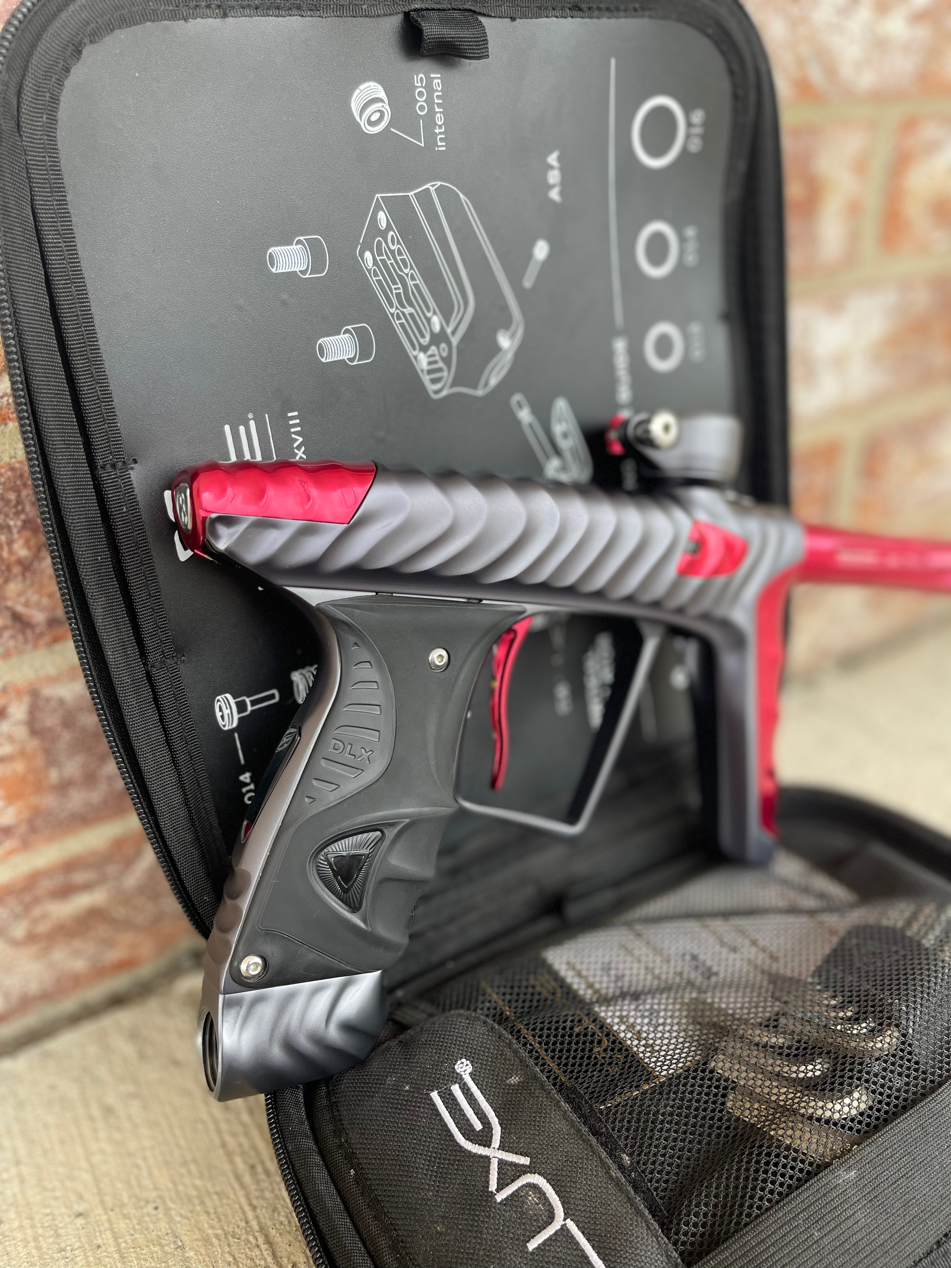 Used DLX HK Army Ripper Luxe X Paintball Gun - Dust Pewter / Gloss Red