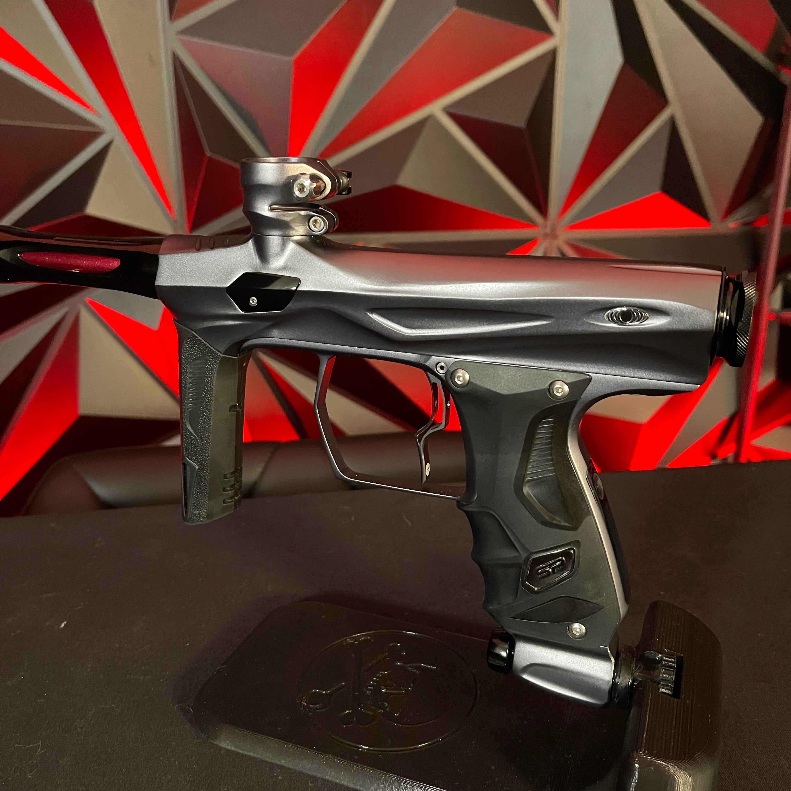 Used Shocker Amp Paintball Gun - Pewter w/ SSC Soft Tip Bolt + Infamous Deuce Trigger