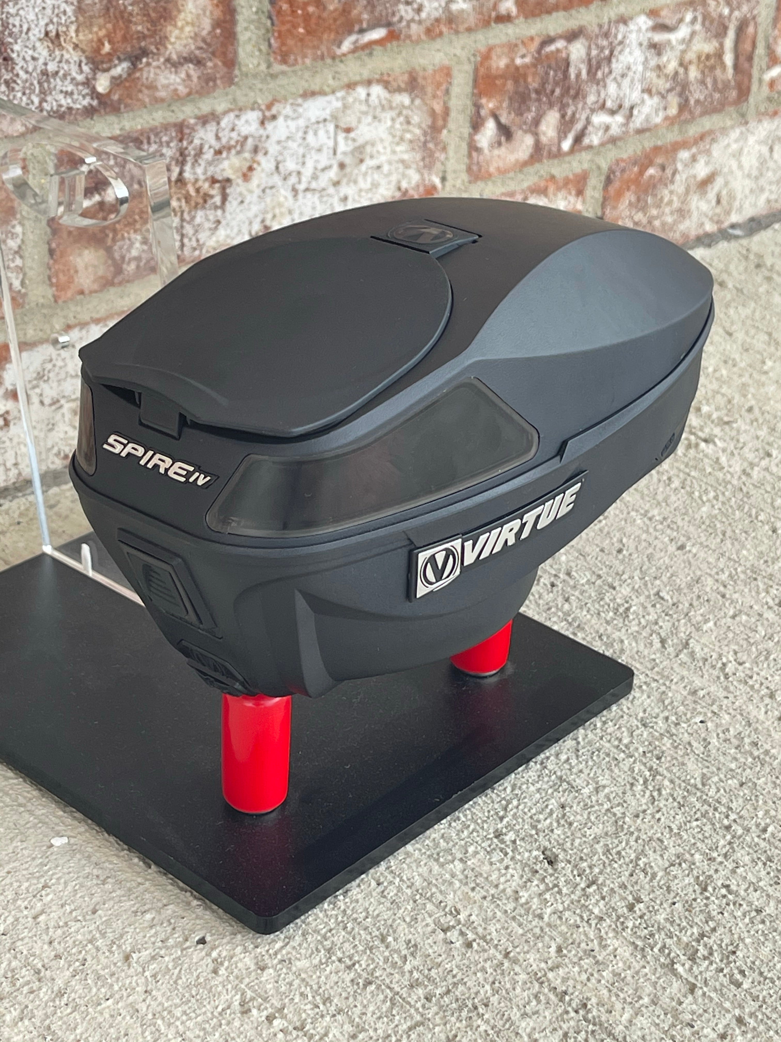 Used Virtue Spire 4 Paintball Loader - Black w/ NTR Speedfeed and Rain Lid