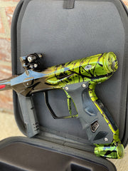 Used Shocker Amp Paintball Gun - Reactor Lime Splash with MATCHING CC Frame & Valve