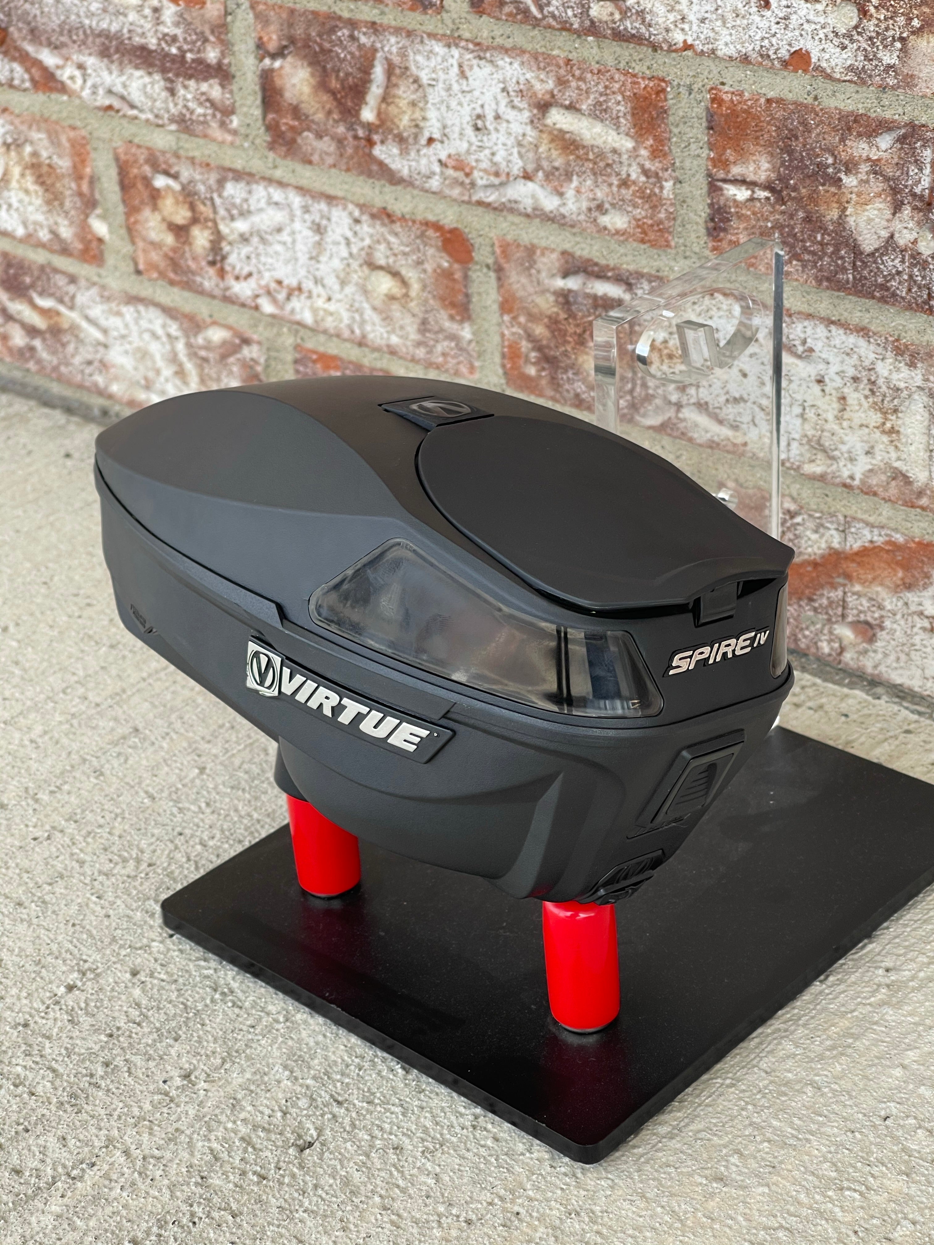 Used Virtue Spire 4 Paintball Loader - Black w/ NTR Speedfeed and Rain Lid