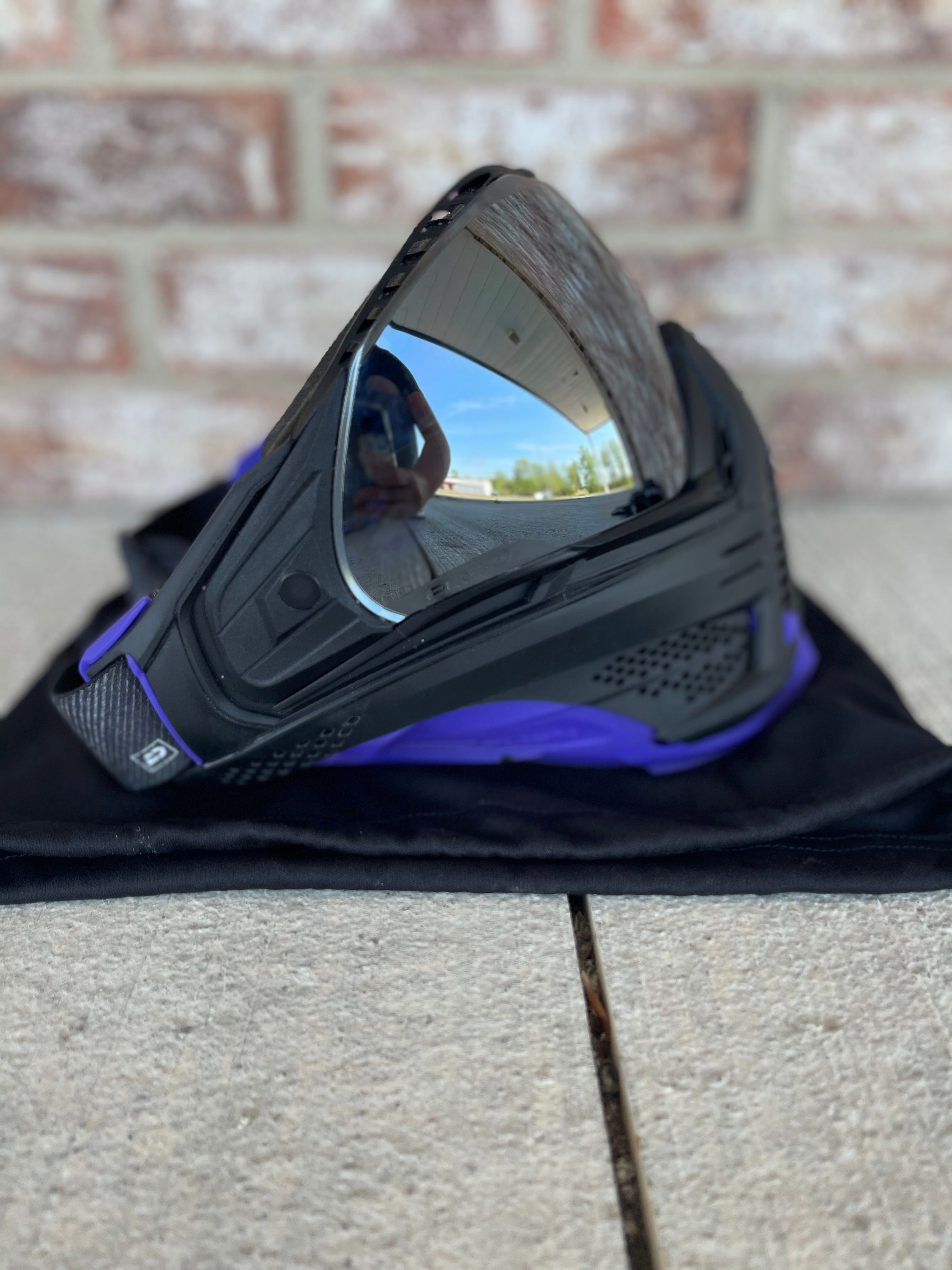Used Push Unite Paintball Mask - Black with Purple Chin Extender
