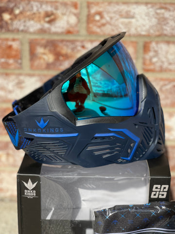 Used Bunker Kings CMD Paintball Mask - Blue Azure w/ Soft Goggle Bag