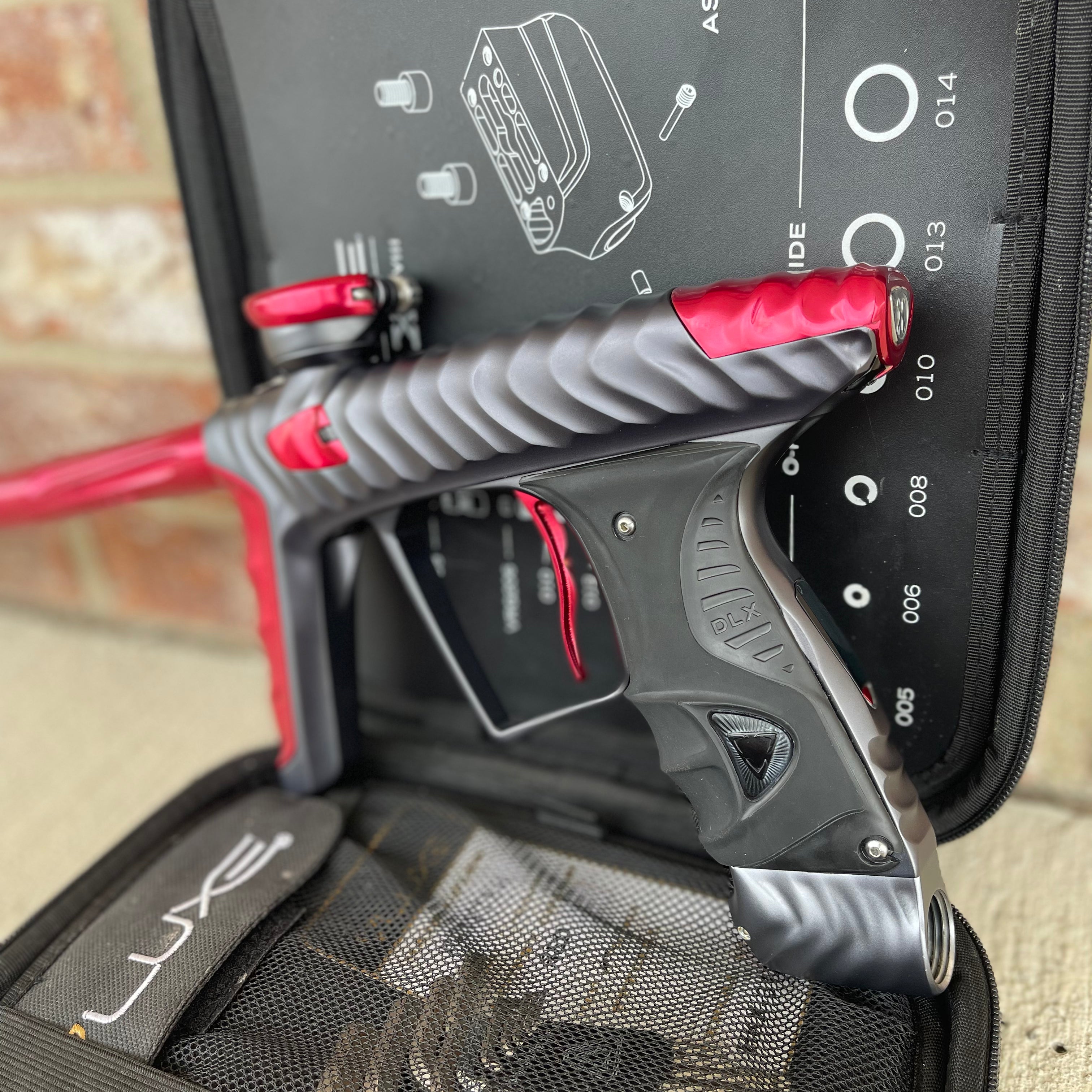 Used DLX HK Army Ripper Luxe X Paintball Gun - Dust Pewter / Gloss Red