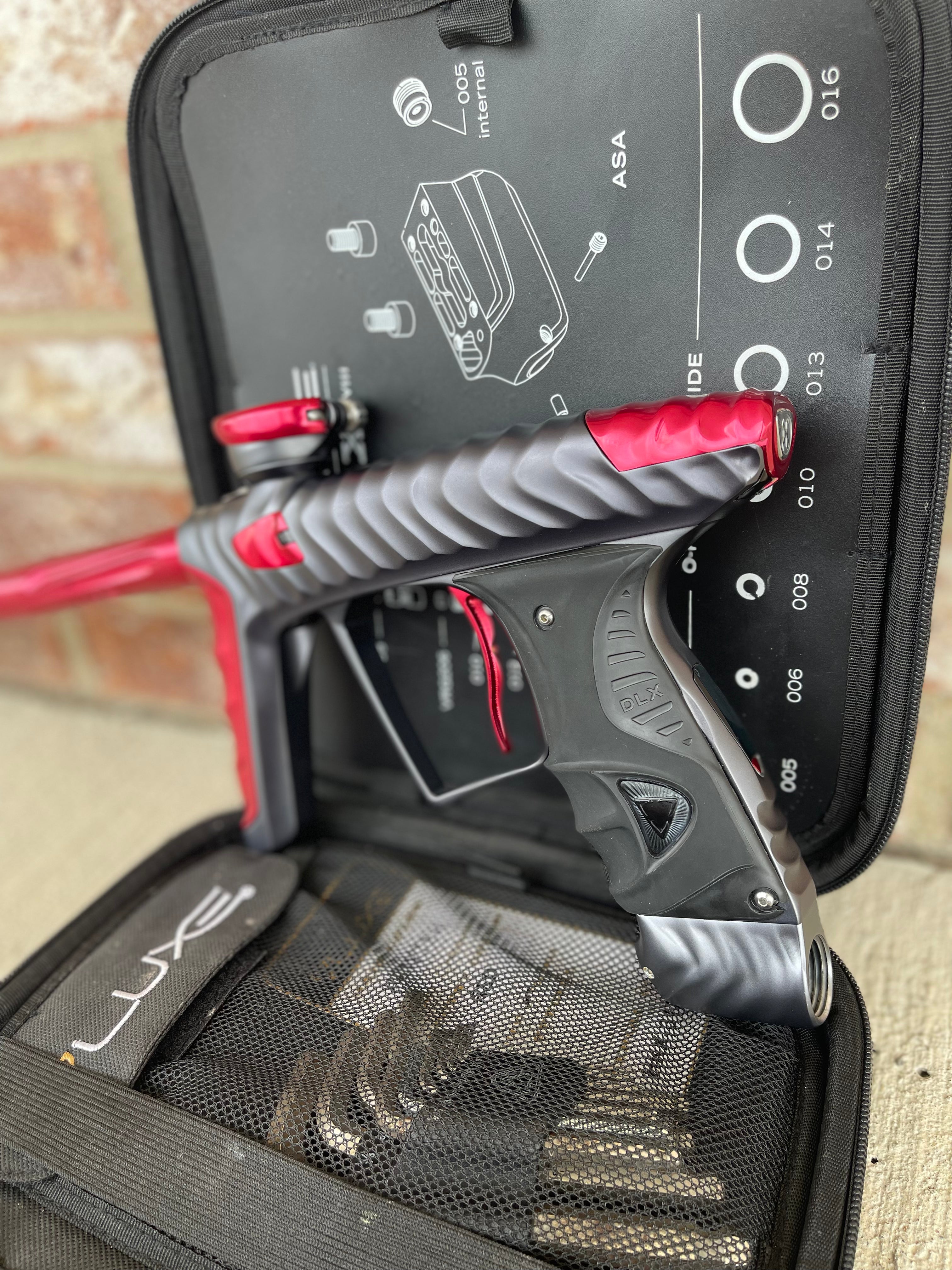 Used DLX HK Army Ripper Luxe X Paintball Gun - Dust Pewter / Gloss Red