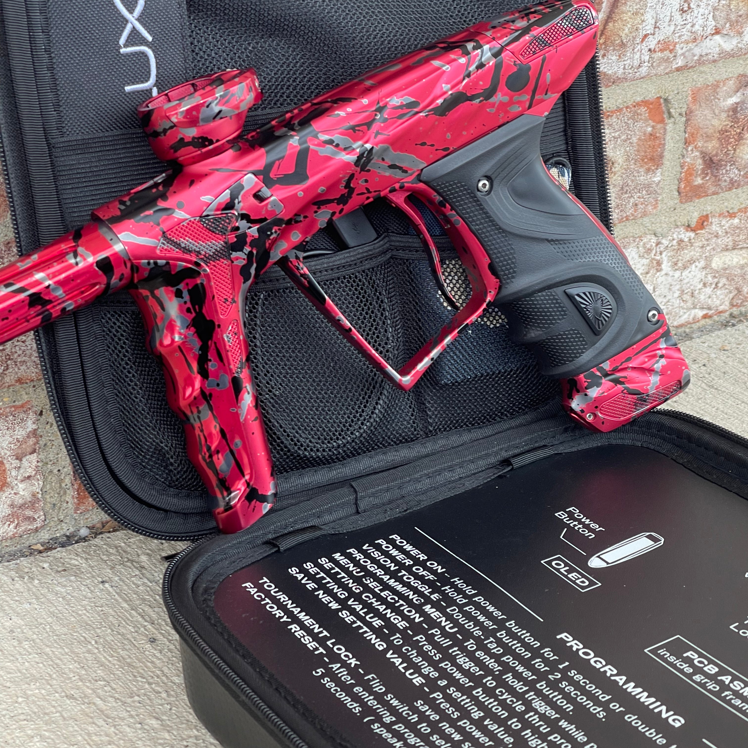 Used DLX HK Army A51 Luxe X Paintball Gun - Red w/ Black & Grey Splash