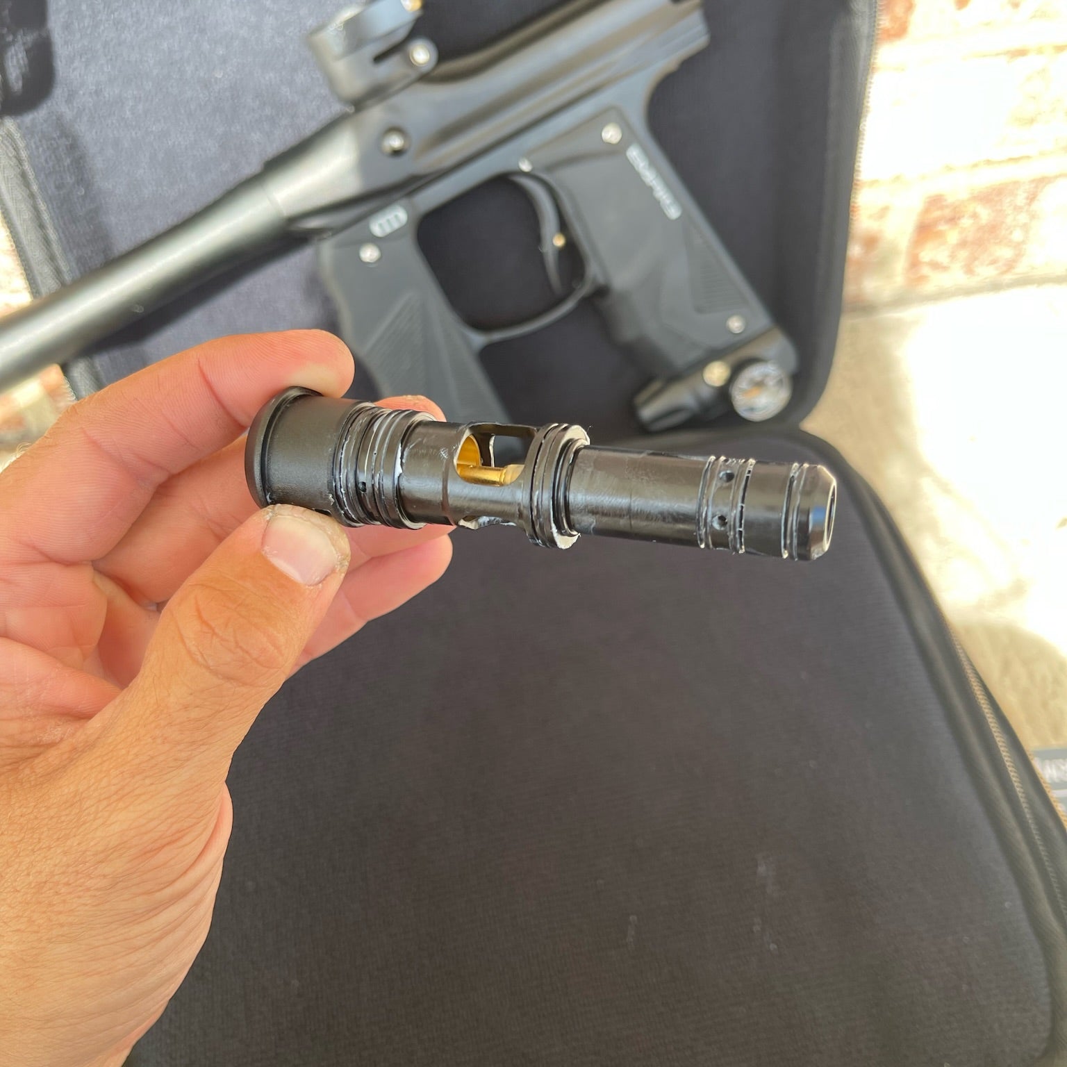 Used Empire Mini GS Paintball Gun - Black w/ 2 Piece Barrel & HK Army Exo 2.0 Marker Case