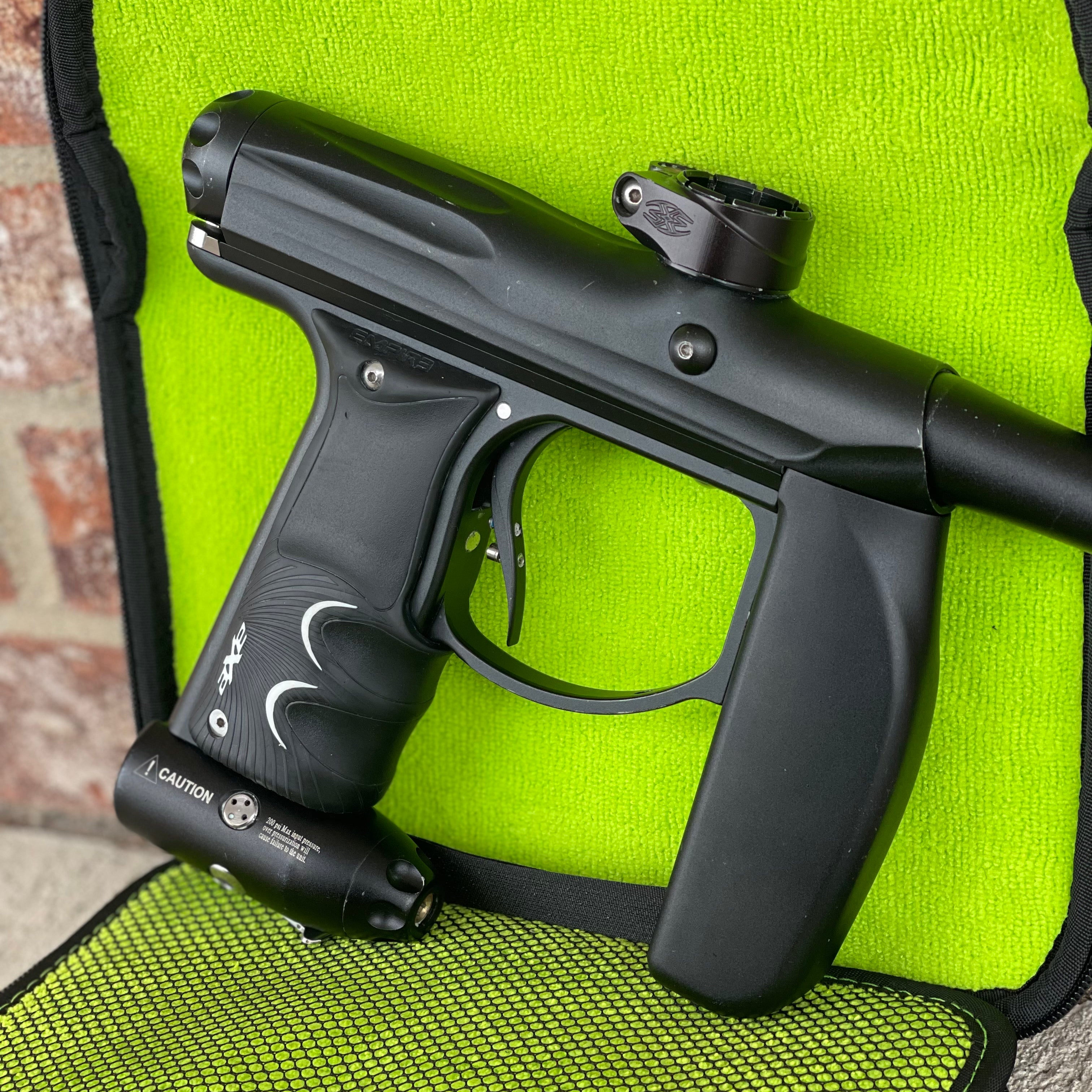 Used Empire Axe Paintball Gun - Black w/ Low rise Feedneck & Exalt Case