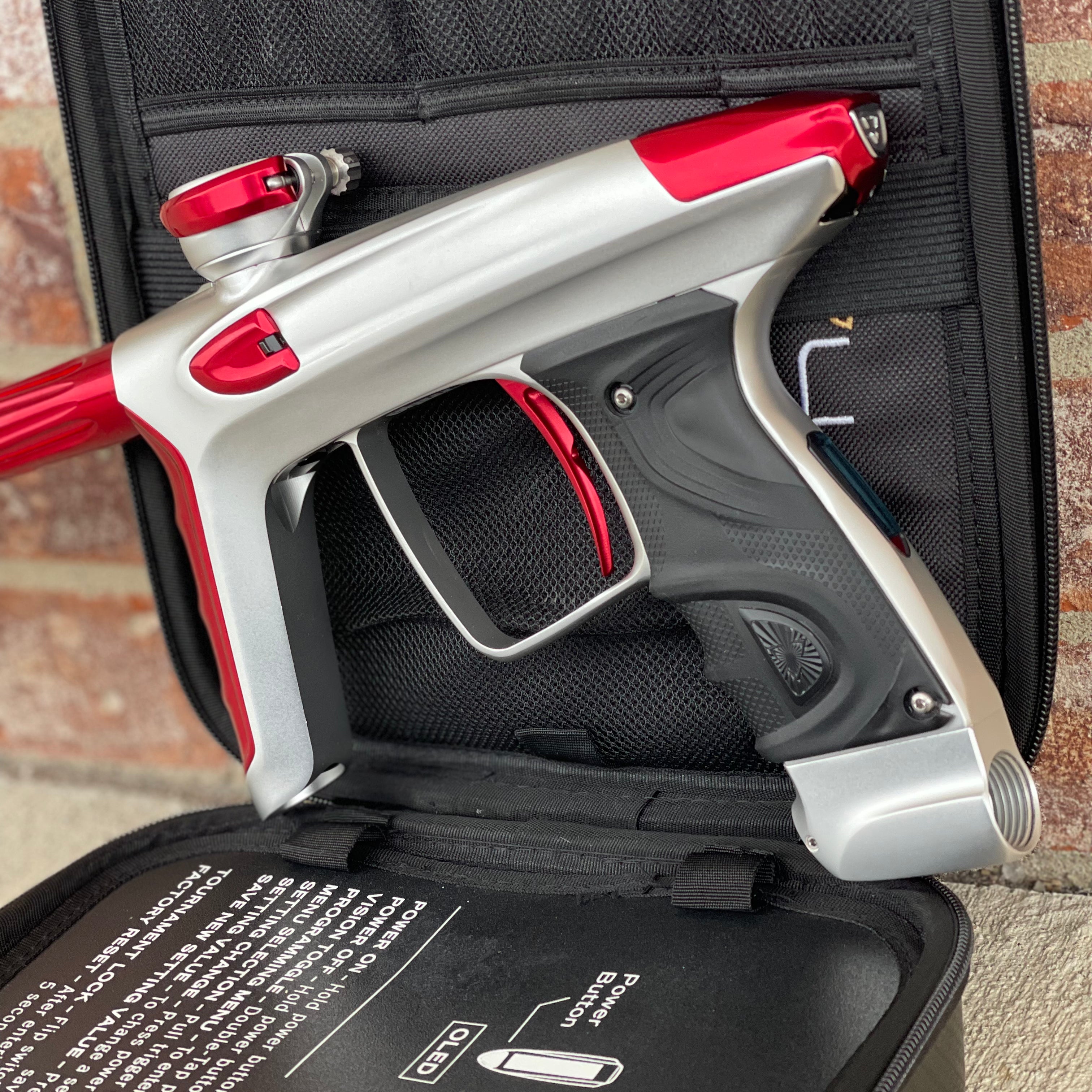 Used DLX Luxe TM40 Paintball Gun - Dust White / Polished Red