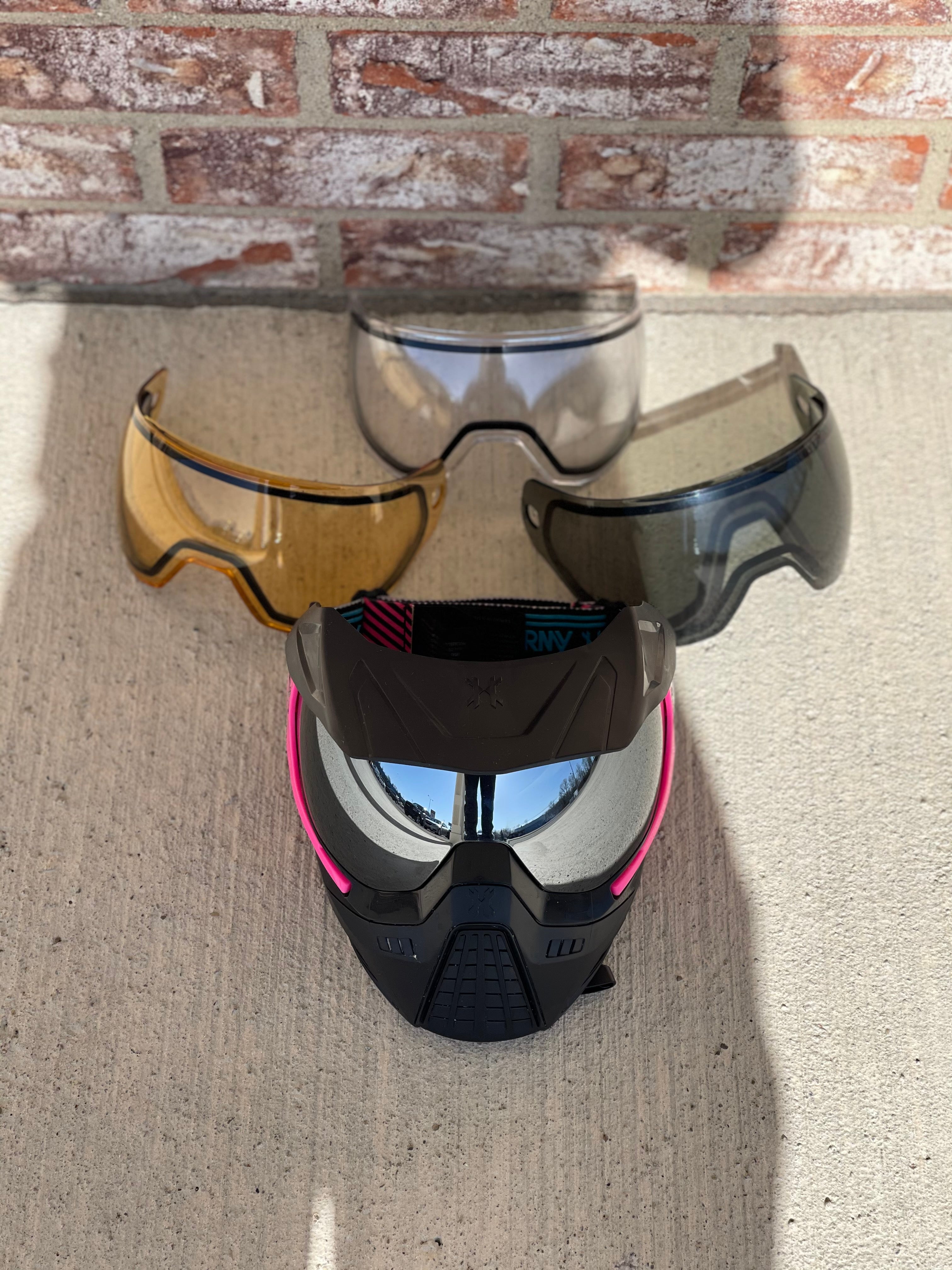 Used HK Army KLR Goggle - Black/Pink with Visor w/ 3 additional Lenses