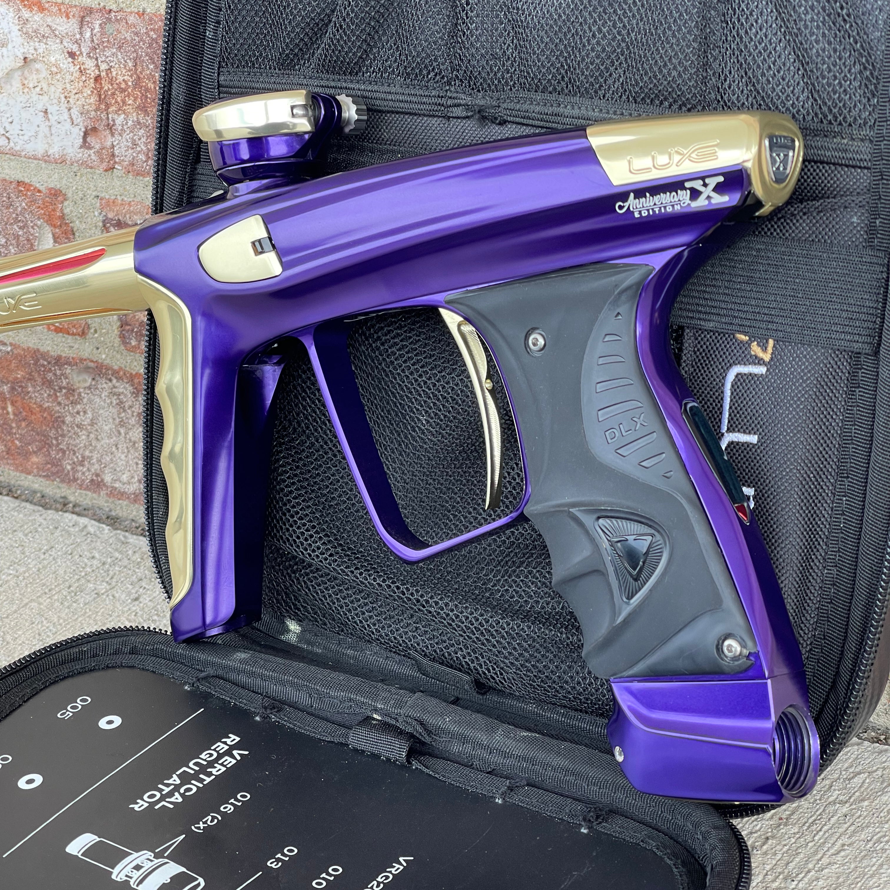 Used DLX Luxe X Paintball Gun - Polished Purple/Polished Gold - Anniversary Edition