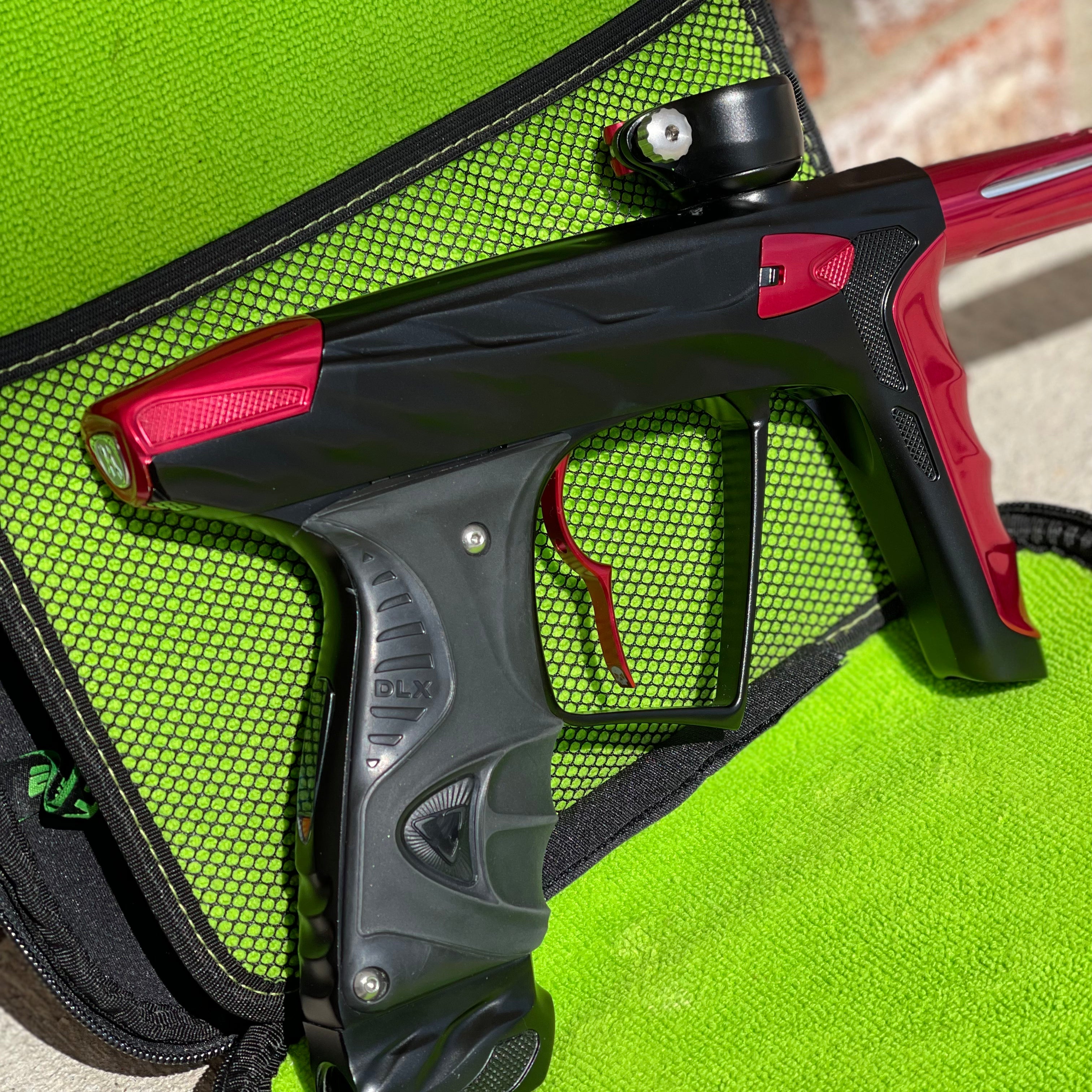 Used DLX HK Army A51 Luxe X Paintball Gun - Dust Black / Polished Red