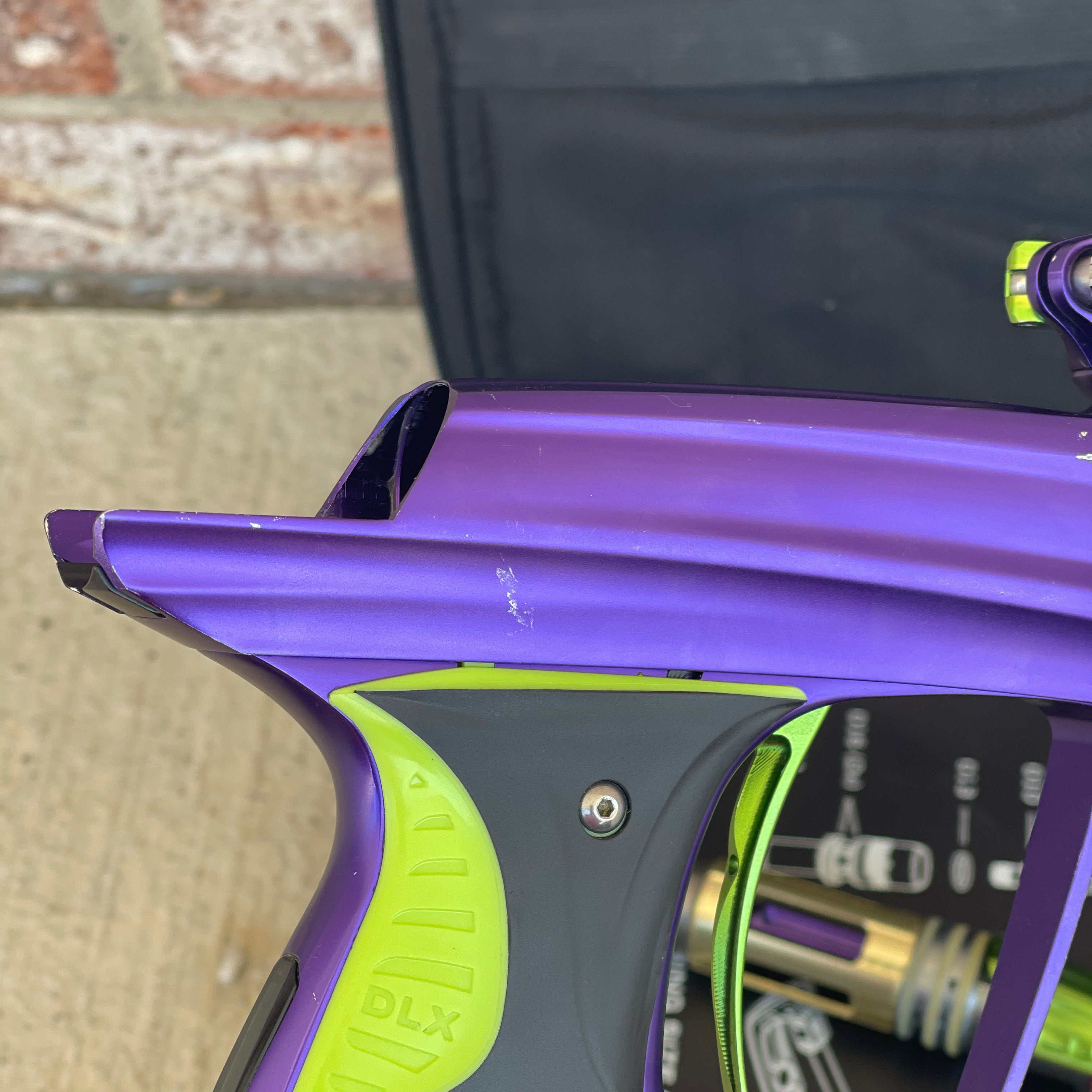 Used DLX Luxe X Paintball Gun - Dust Purple / Polished Green
