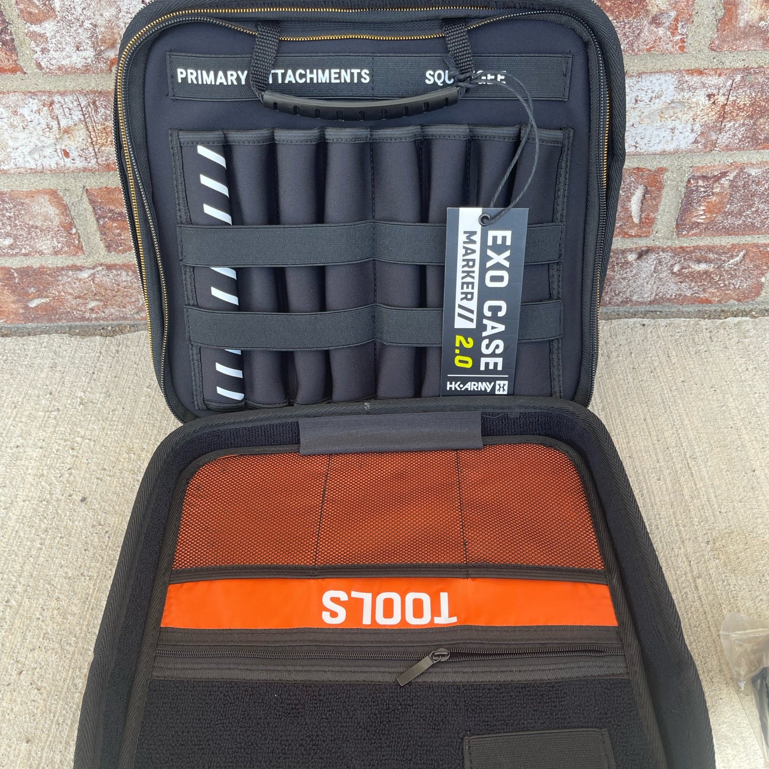 Used Empire Mini GS Paintball Gun w/ 2 Piece Barrel - Dust Gold / Silver w/ HK Army Exo 2.0 Marker Case