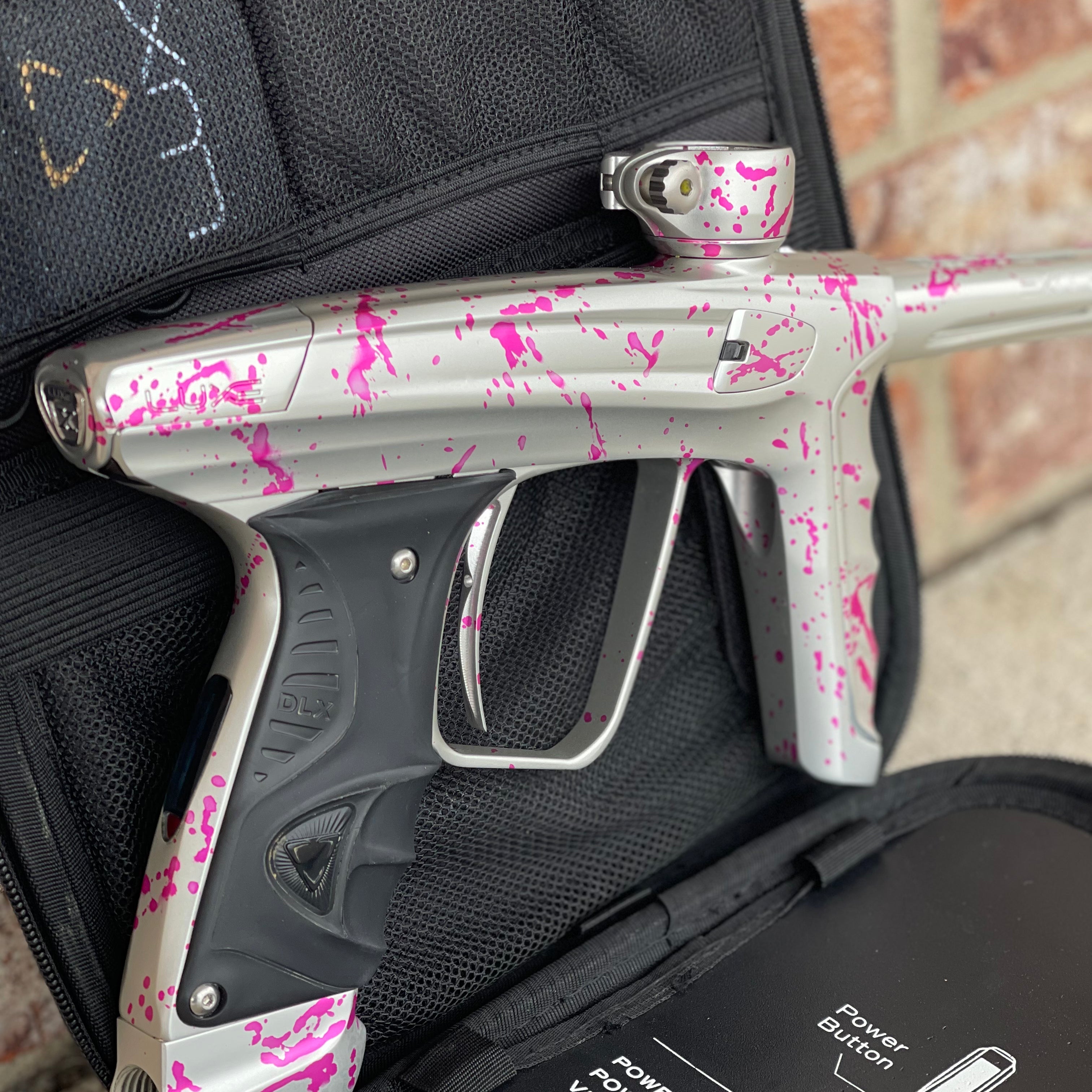 Used DLX Luxe X Paintball Gun - Silver Pink Splash