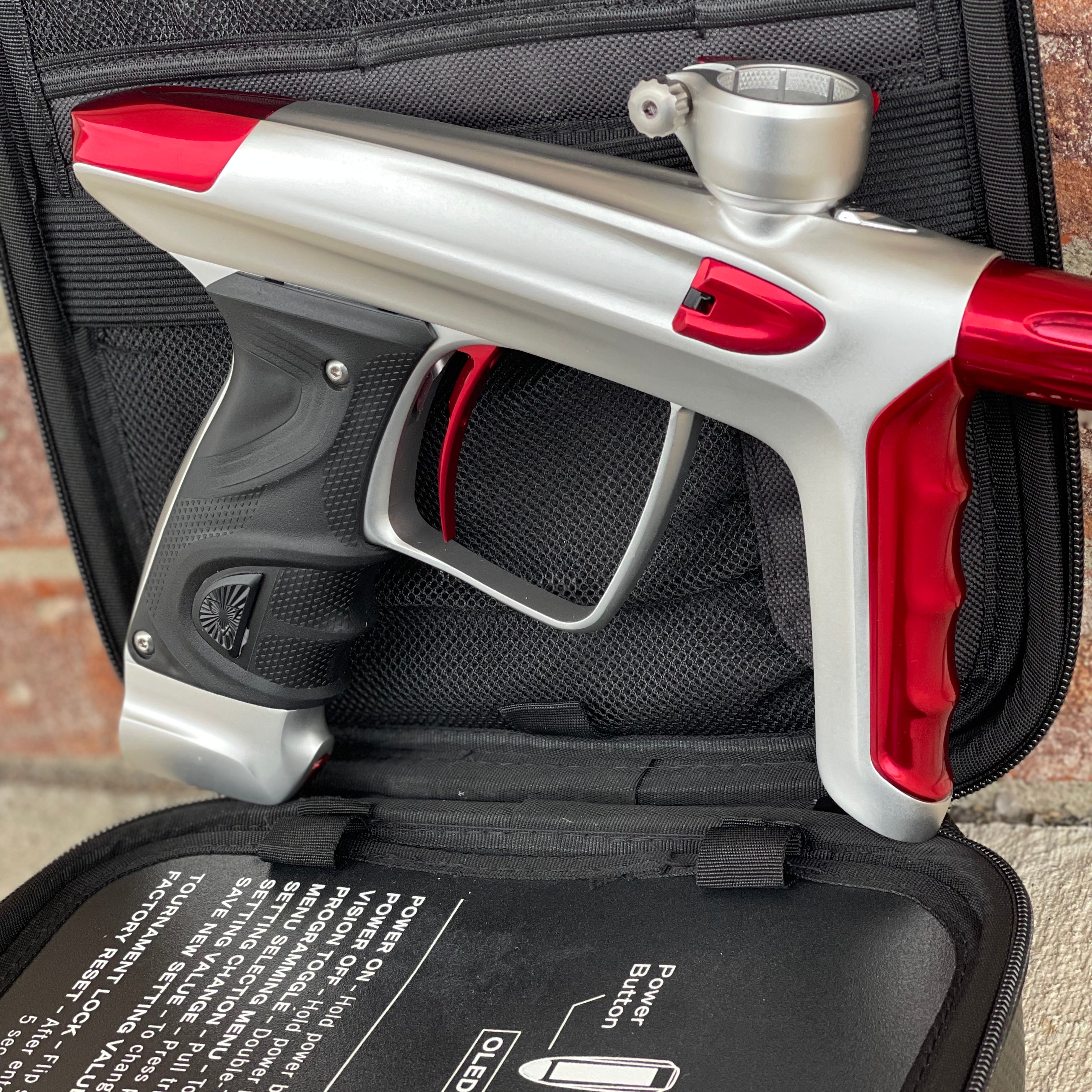 Used DLX Luxe TM40 Paintball Gun - Dust White / Polished Red
