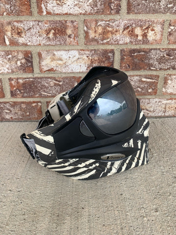 Used V-Force Grill Paintball Mask - Zebra LE w/ Quicksilver Lens