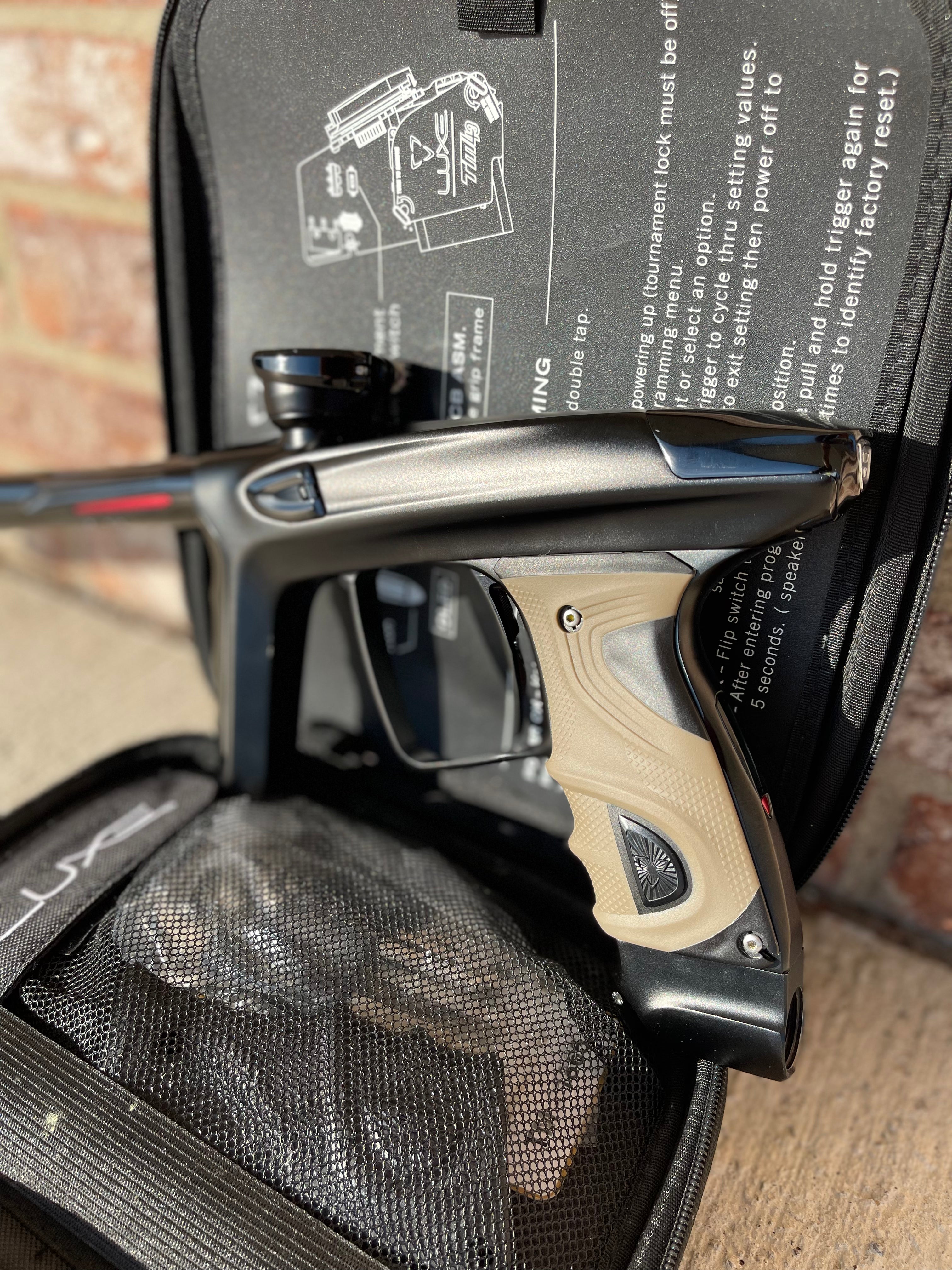 Used DLX Luxe TM40 Paintball Gun - Dust Black / Gloss Black w/ Tan Grips