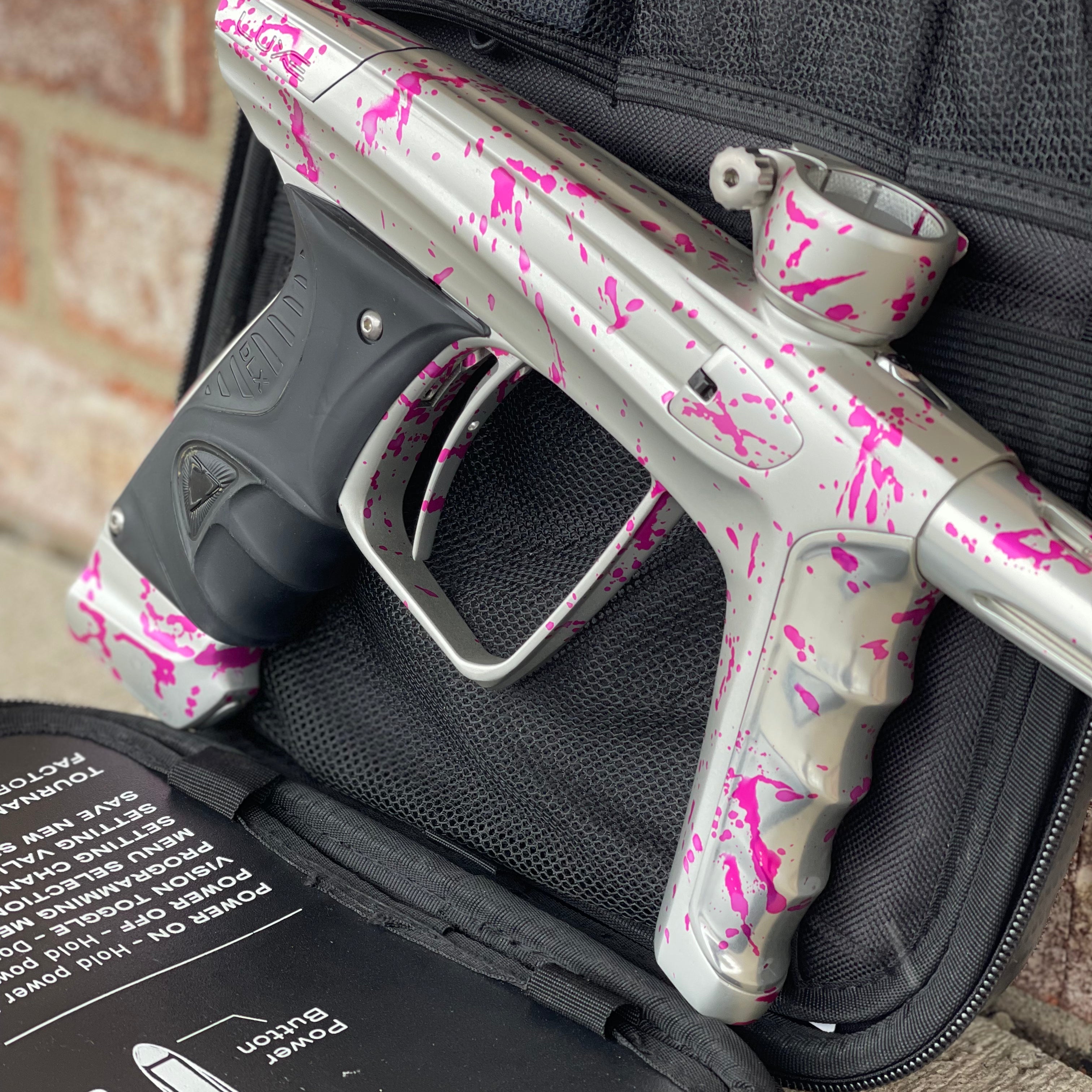 Used DLX Luxe X Paintball Gun - Silver Pink Splash