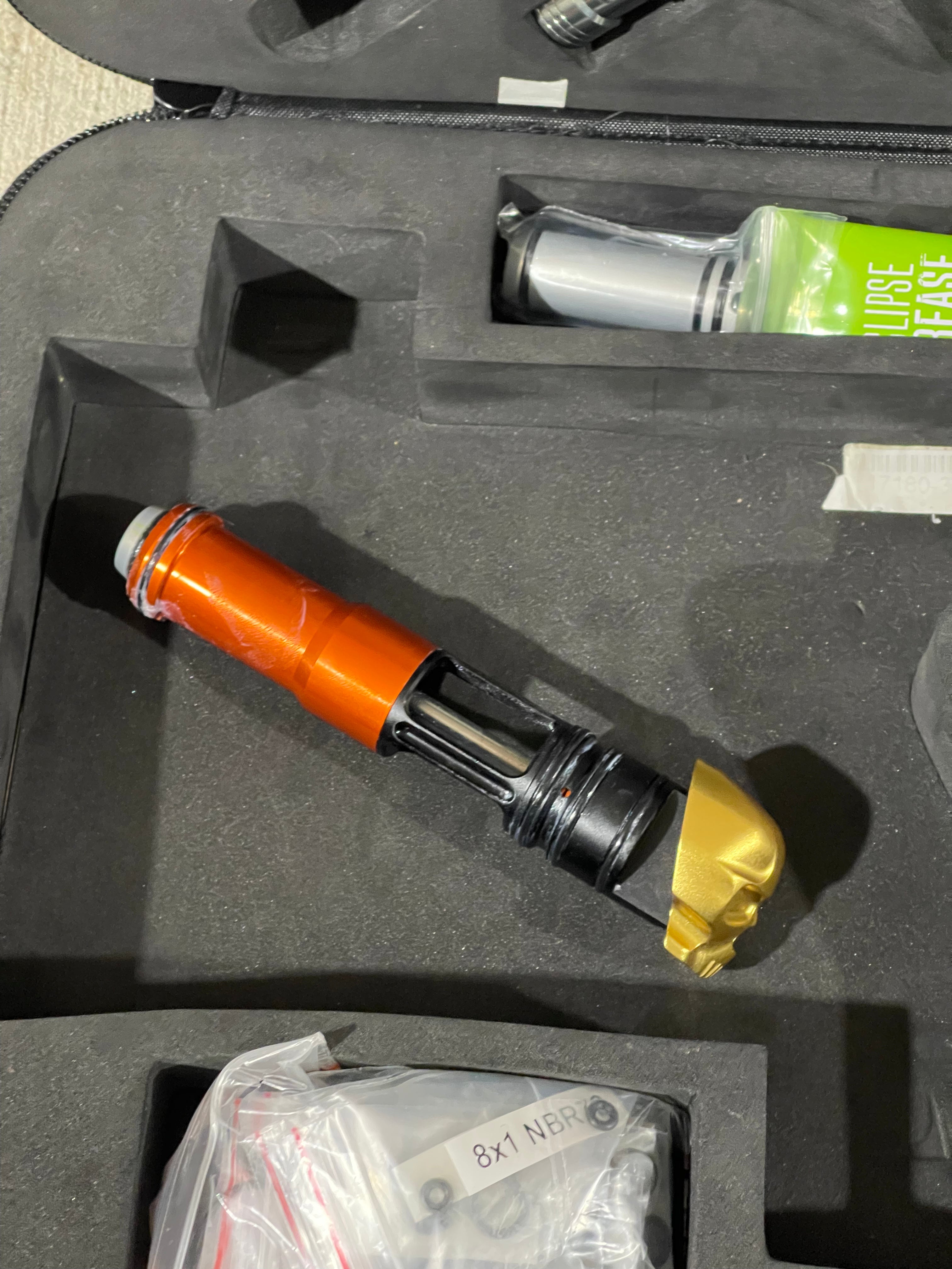 Used Infamous / Planet Eclipse CS2 Paintball Gun - Grey / Gold w/ 3 FL Inserts