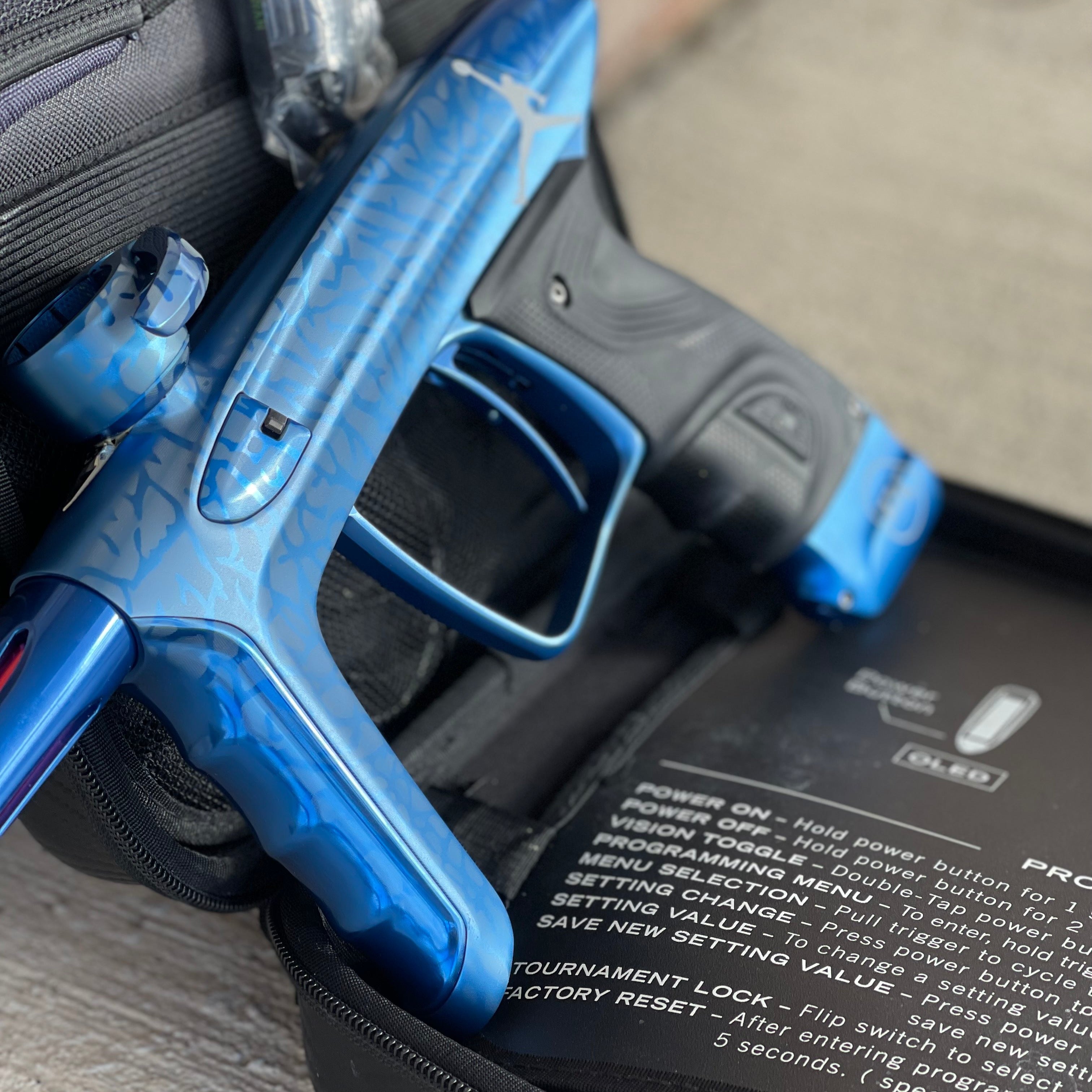 Used DLX Luxe TM40 Paintball Gun - Blue Custom Laser Engraving