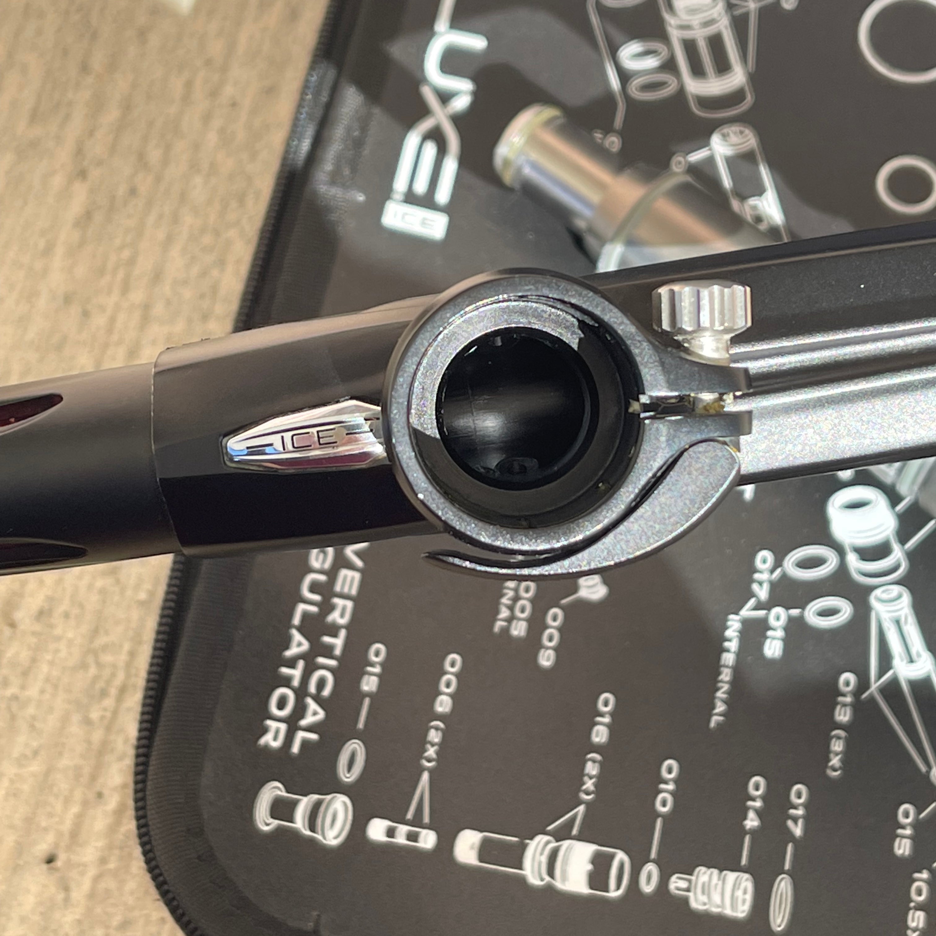 Used DLX Luxe Ice Paintball Gun - LE Mutiny Dust Black w/ Black and Green Grip Kit, Deuce Trigger