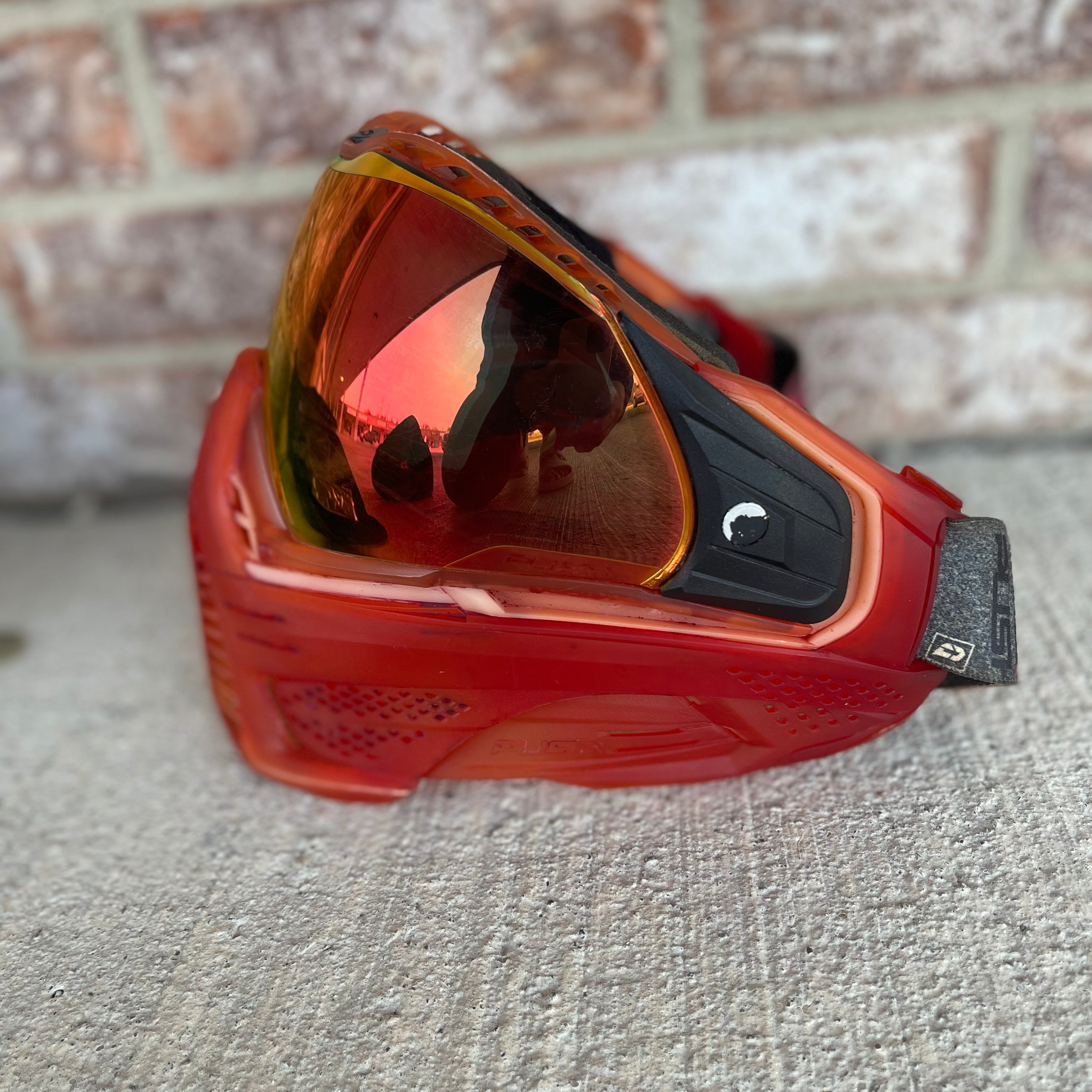 Used Push Unite Paintball Mask - Red with Hard Carry Case