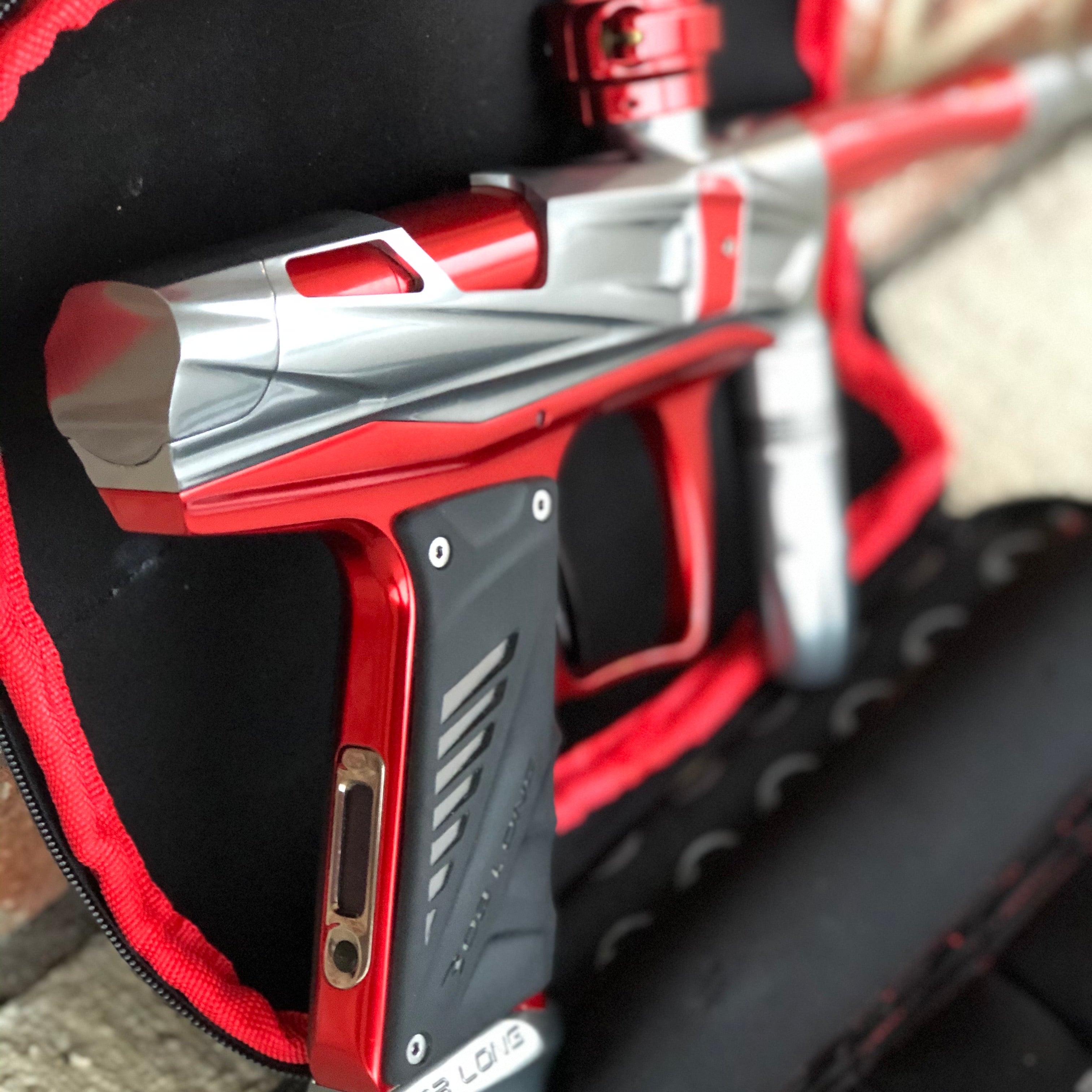 Used Bob Long V-com Paintball Gun - Polished Grey/Red